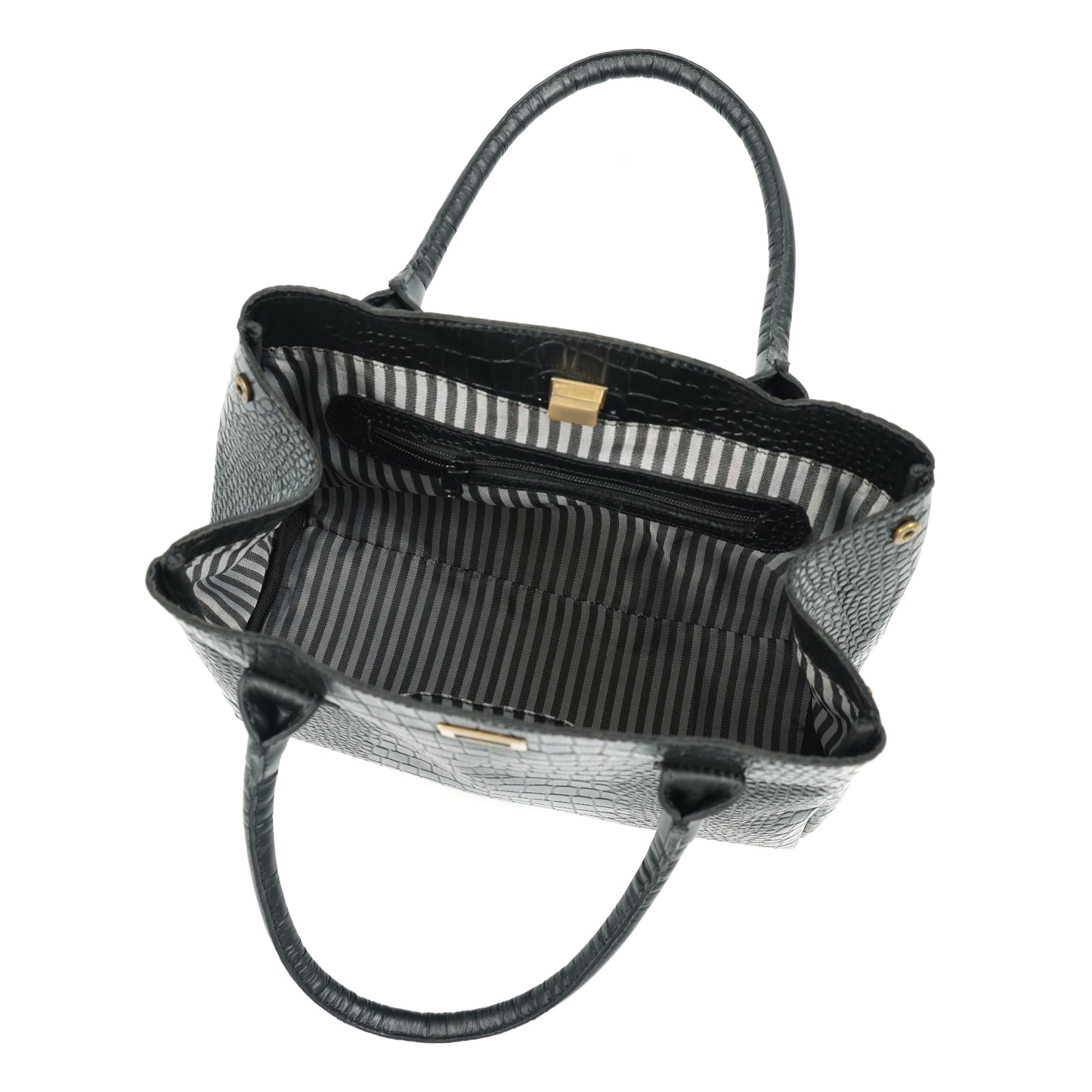 Genuine Leather Croc-Embossed Black Satchel | Designer Style Tote for Women Art:-BG-1655