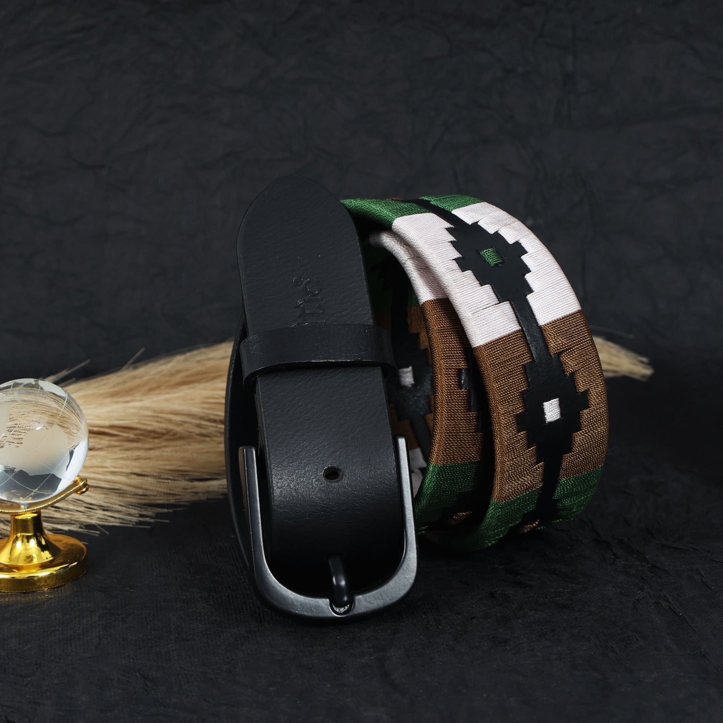 Premium Black Leather Belt Black Buckle & Multicolor Stitching | Designer Edition.LB-879