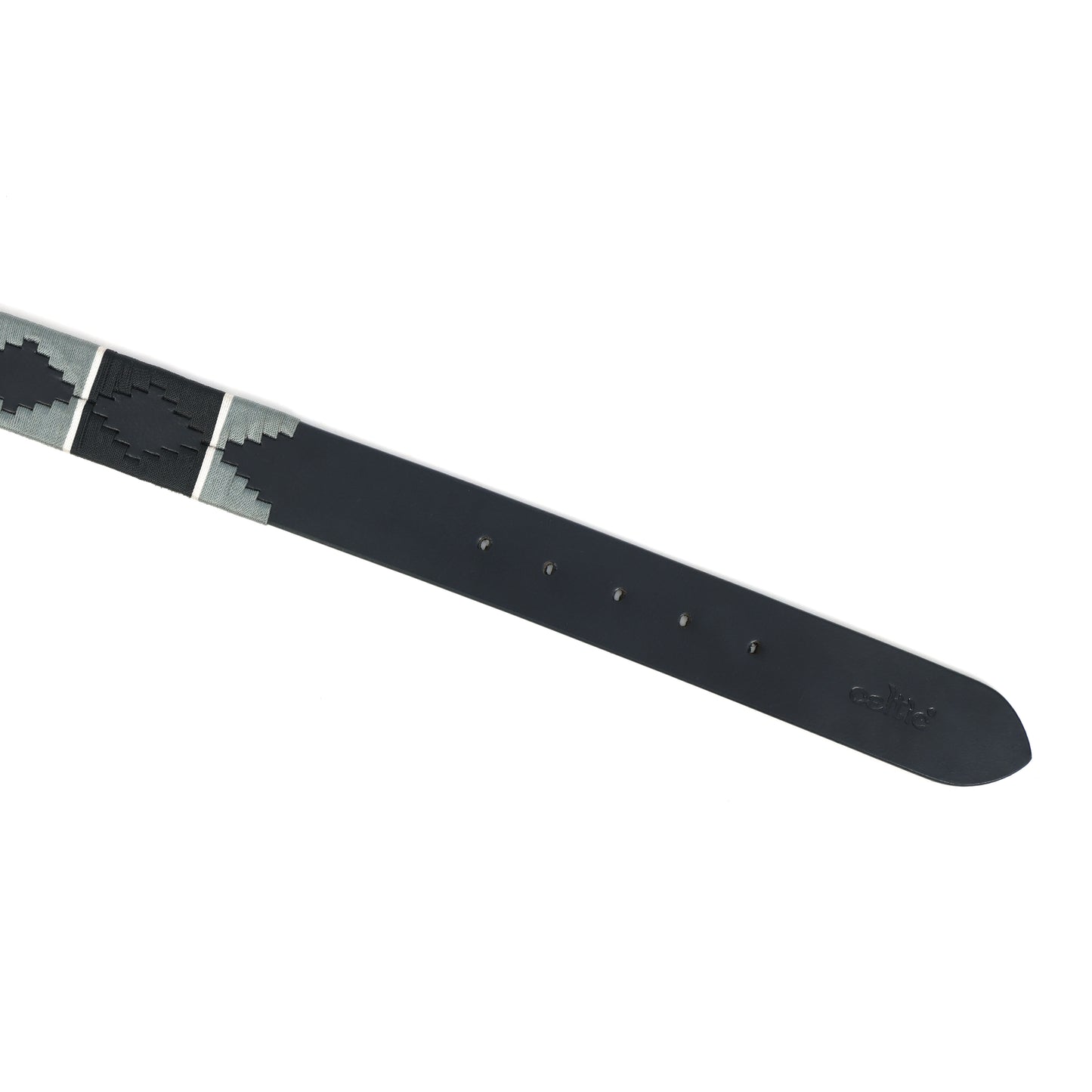 New Premium Leather Grey & Black Webbing Polo Belt and Keyring. LB-863