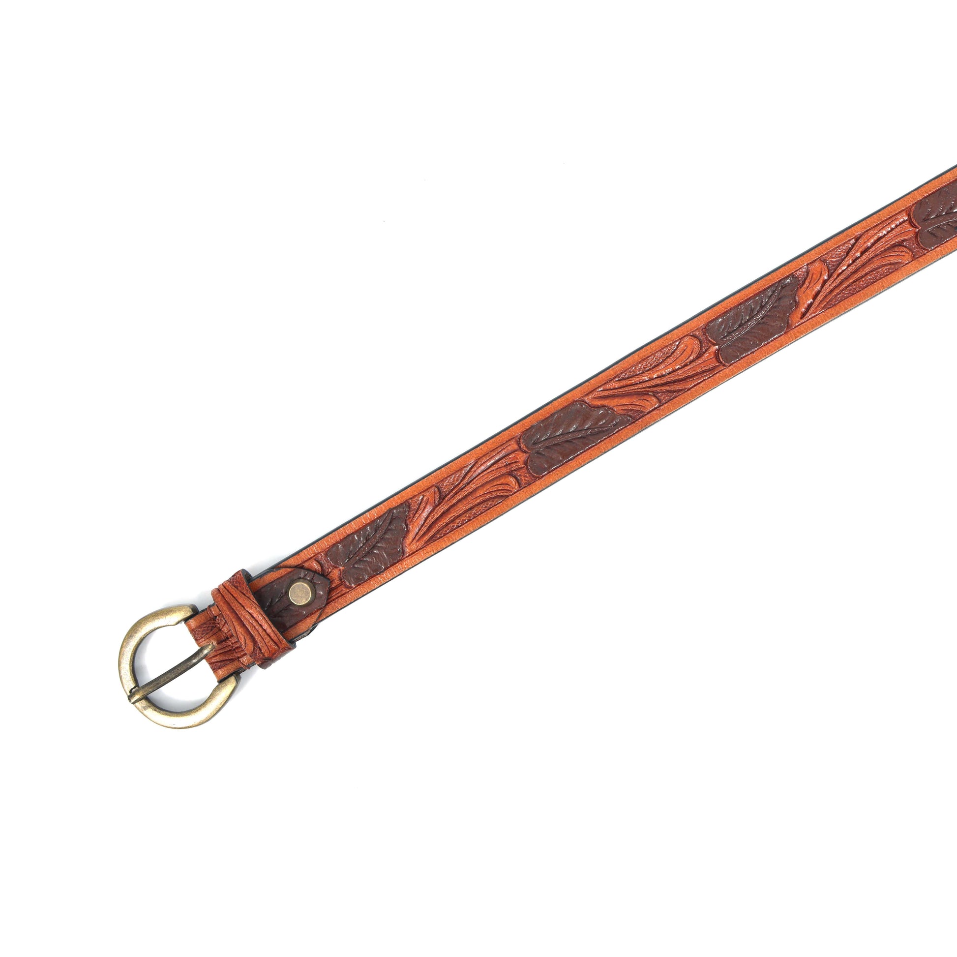 Premium Brown Leather Hand-Carved Belt  Elegant Formal Wear Accessory. LB-848