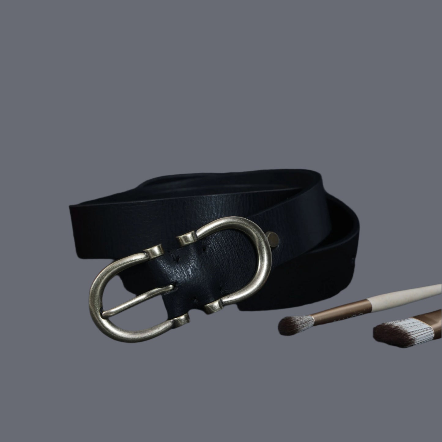 Premium New Designer Black Milled Leather Belt. LB-858