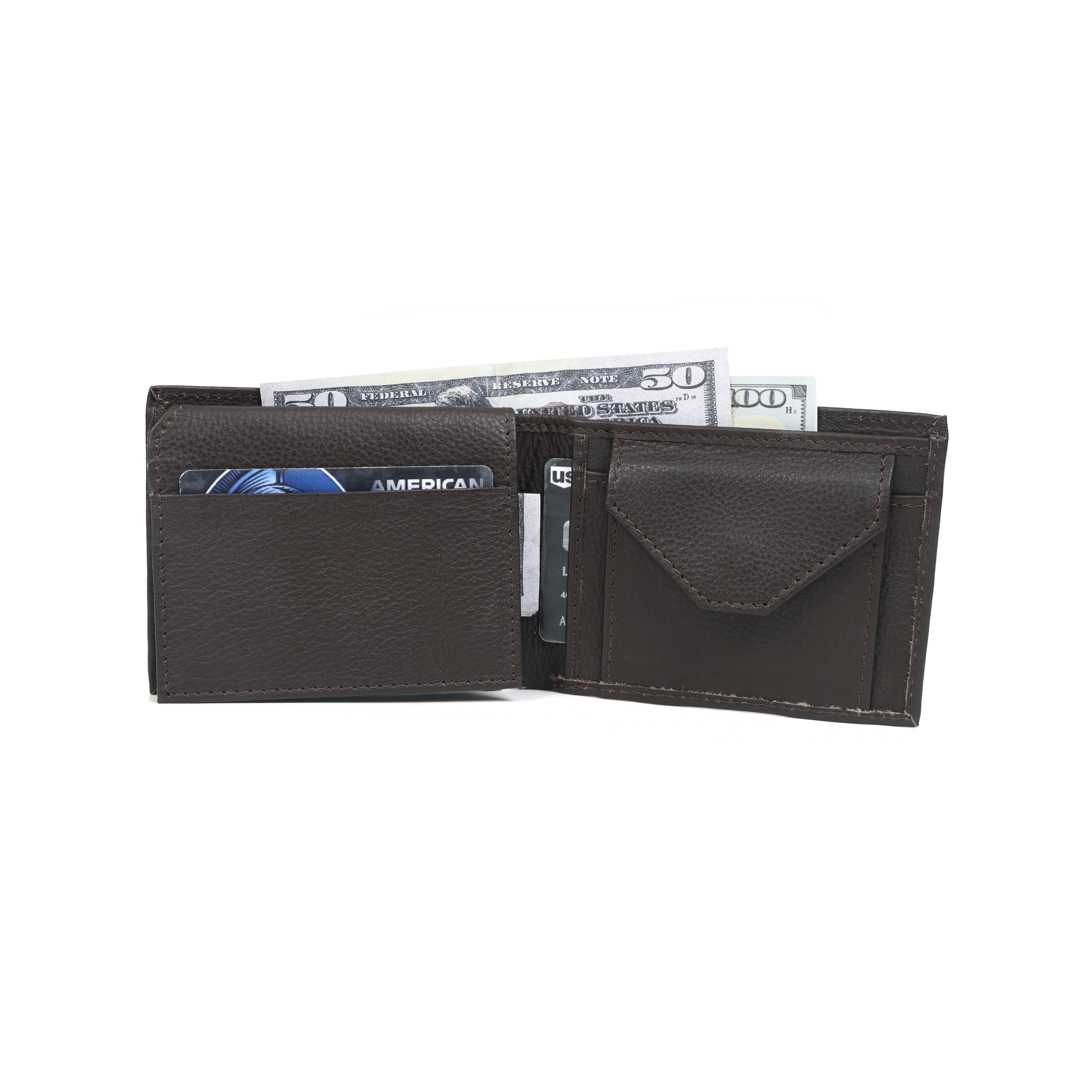 Premium Genuine Leather Bi-Fold Wallet | Sleek Coin Pocket & Card Organizer | Export Quality