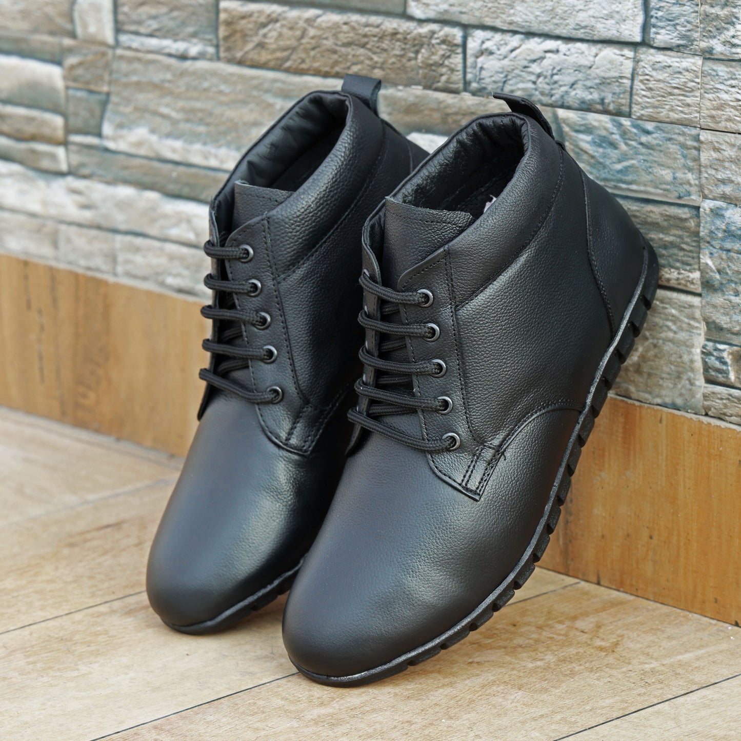 Celtic New Designer Premium Black Leather Shoes. LS-1112-BLK