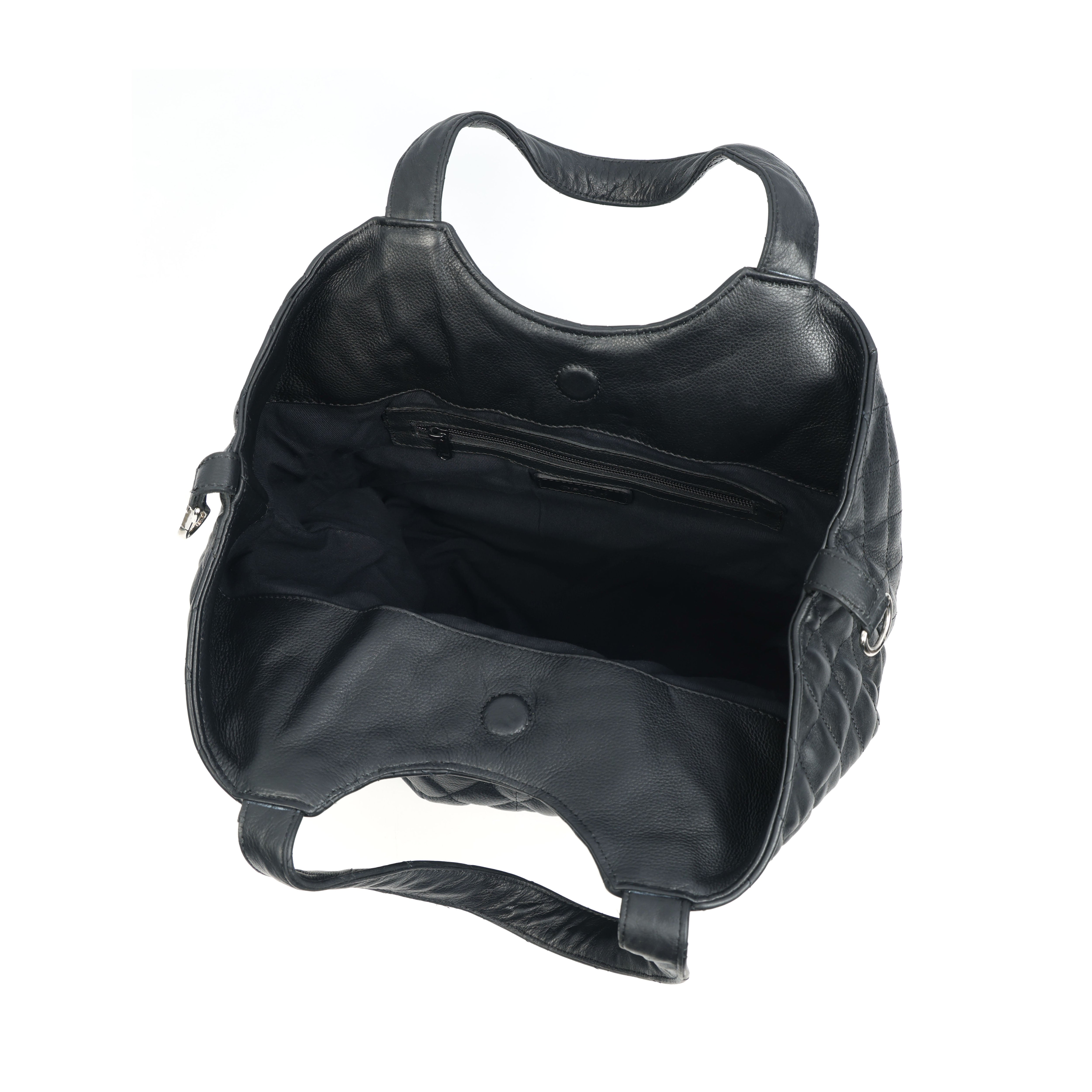 Premium Quilted Leather Tote Bag for Women with Zip Closure & Spacious Interior
