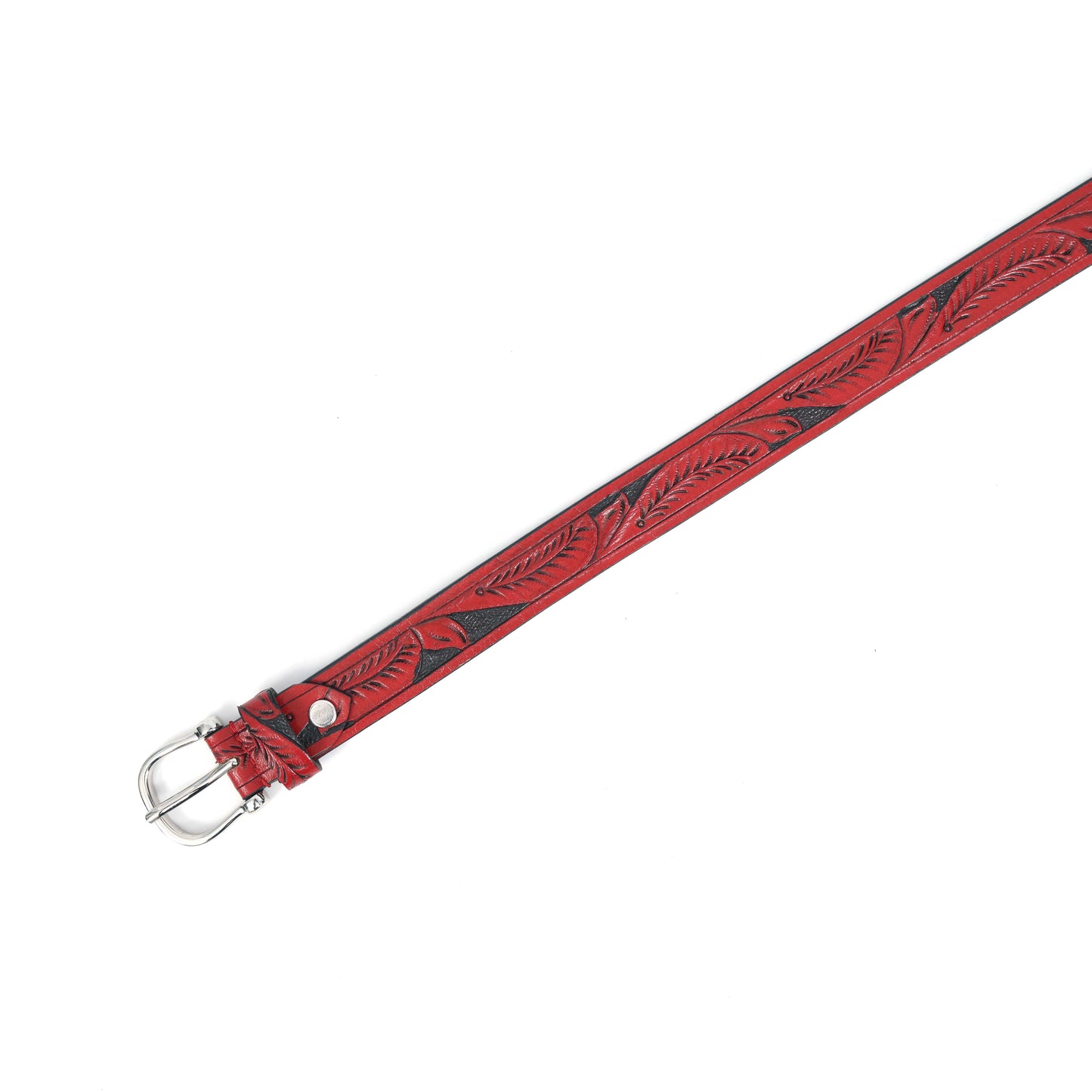 Hand-Carved Red & Black Leather Belt  Premium Quality, Custom Design. LB-846
