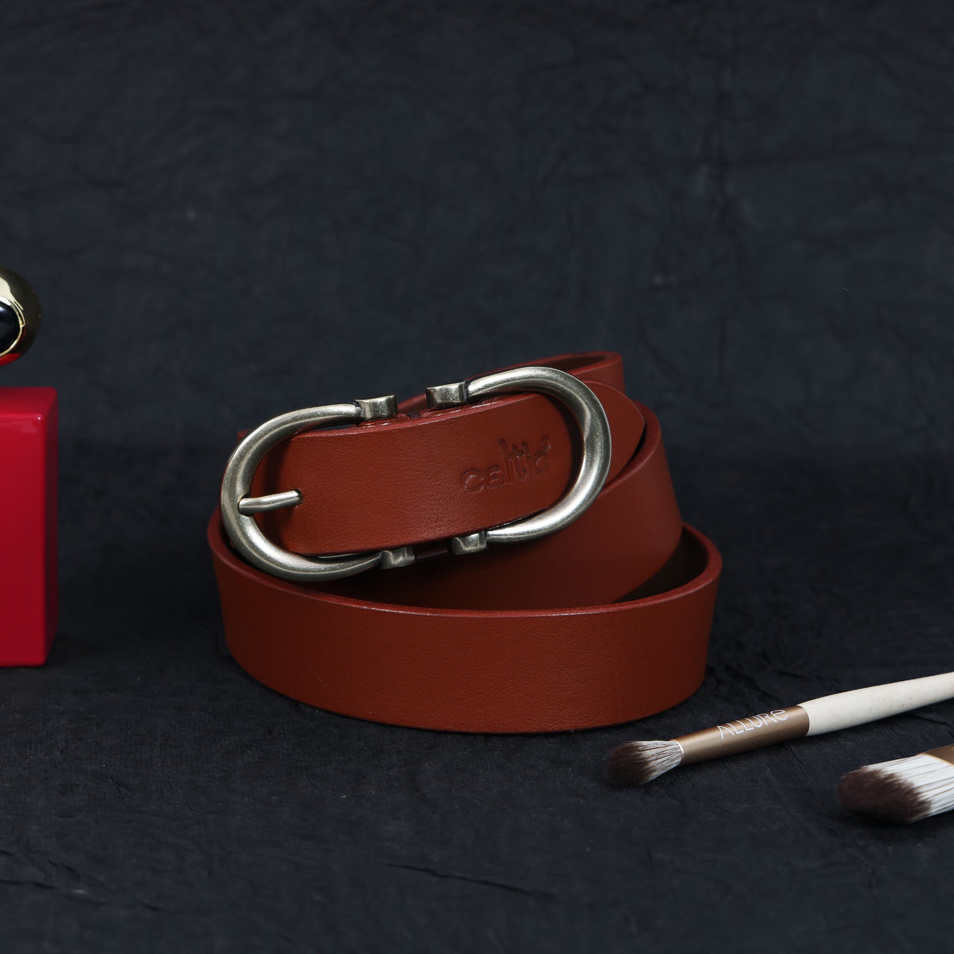 Premium New Designer Brown Milled Leather Belt. LB-859