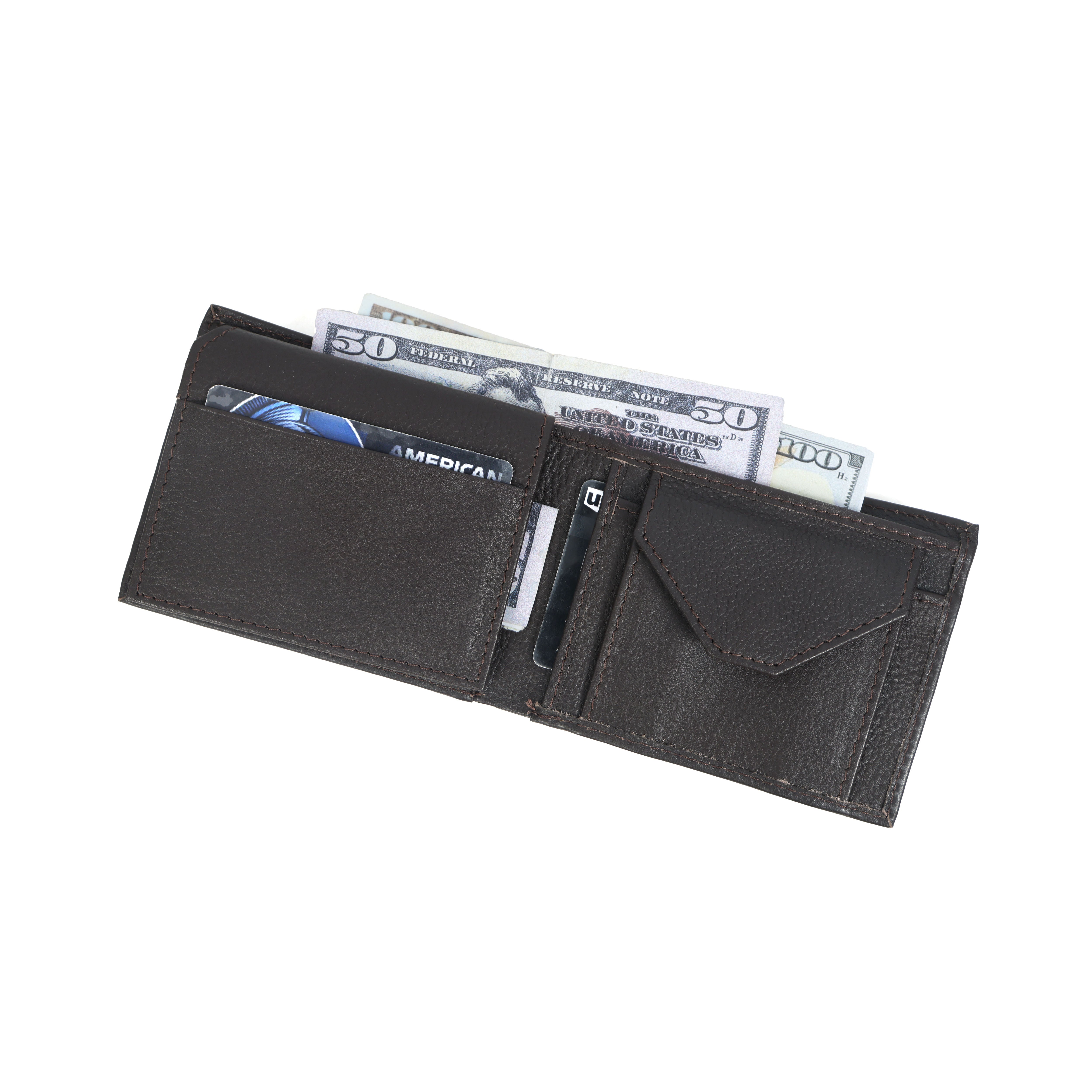 Premium Genuine Leather Bi-Fold Wallet | Sleek Coin Pocket & Card Organizer | Export Quality