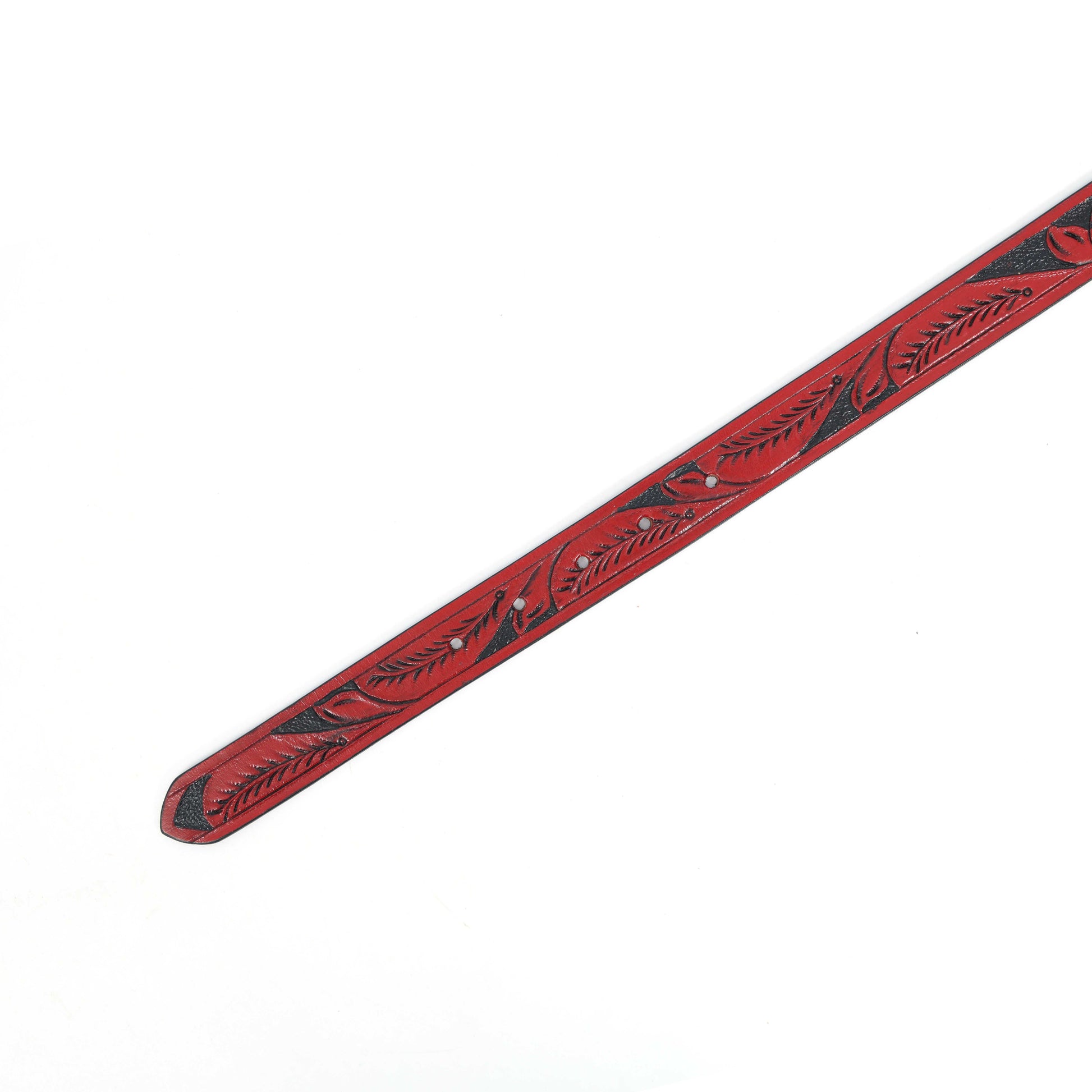 Hand-Carved Red & Black Leather Belt  Premium Quality, Custom Design. LB-846
