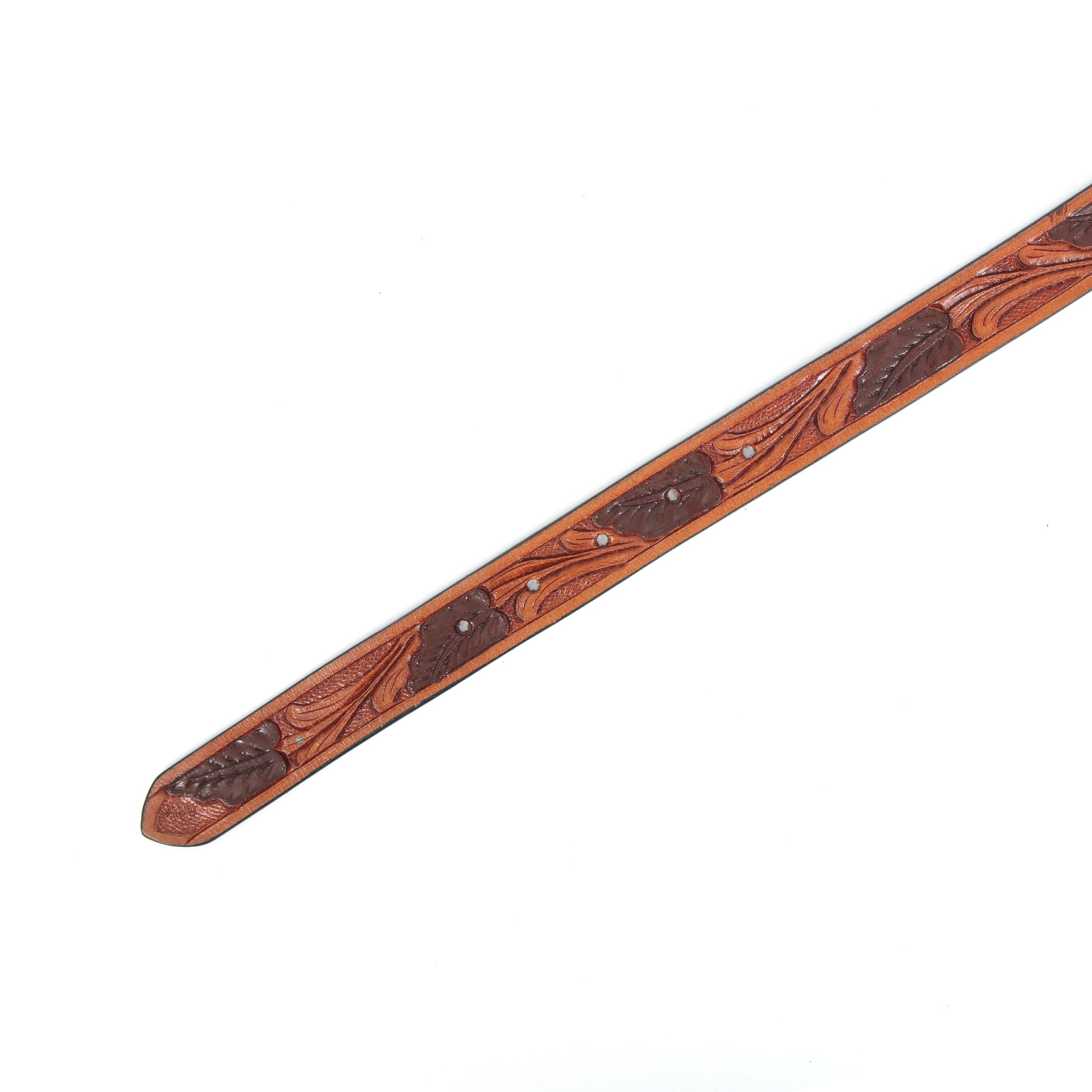 Premium Brown Leather Hand-Carved Belt  Elegant Formal Wear Accessory. LB-848