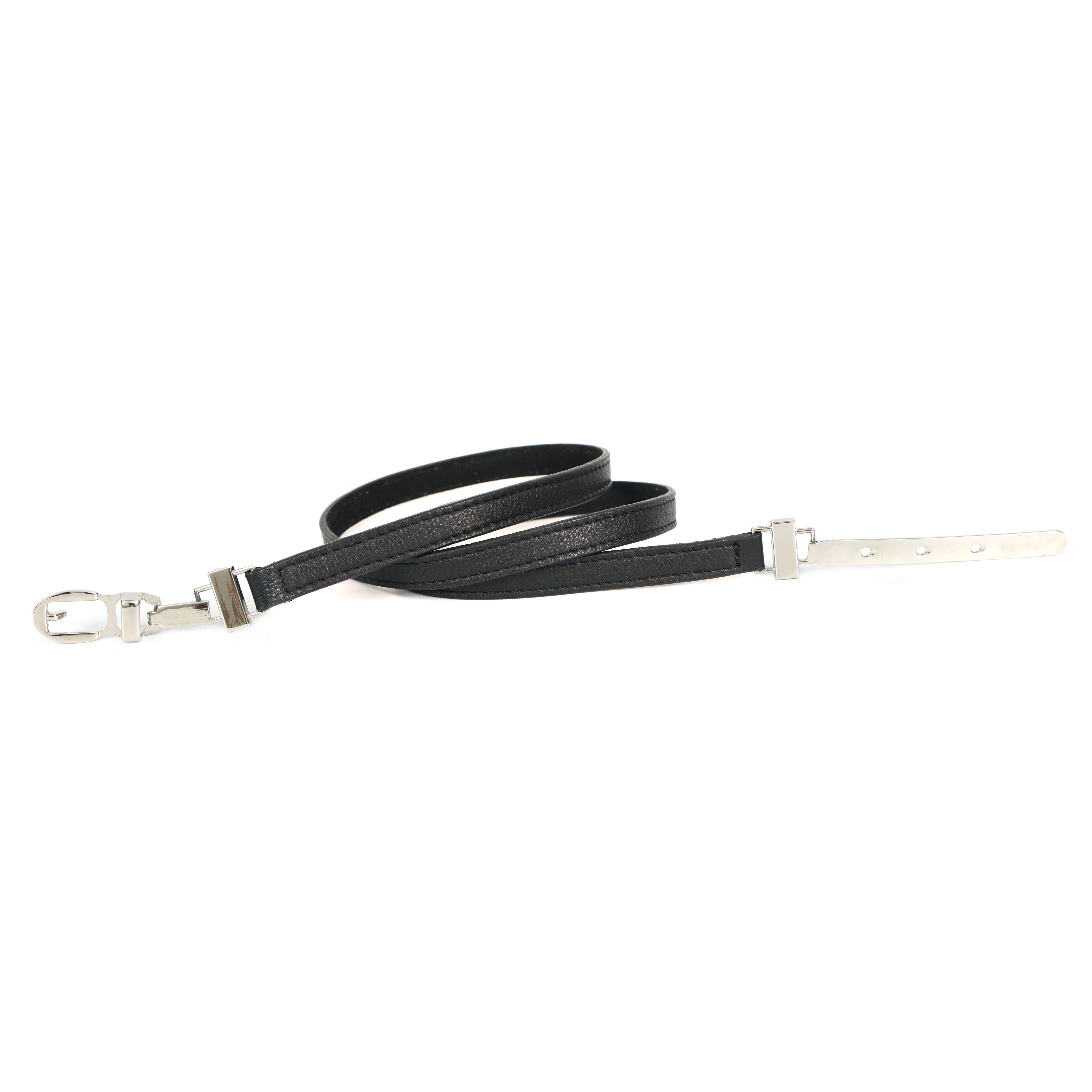 Celtic Black Genuine Leather Belt for Women | Sleek Slim Belt with Polished Metal Buckle