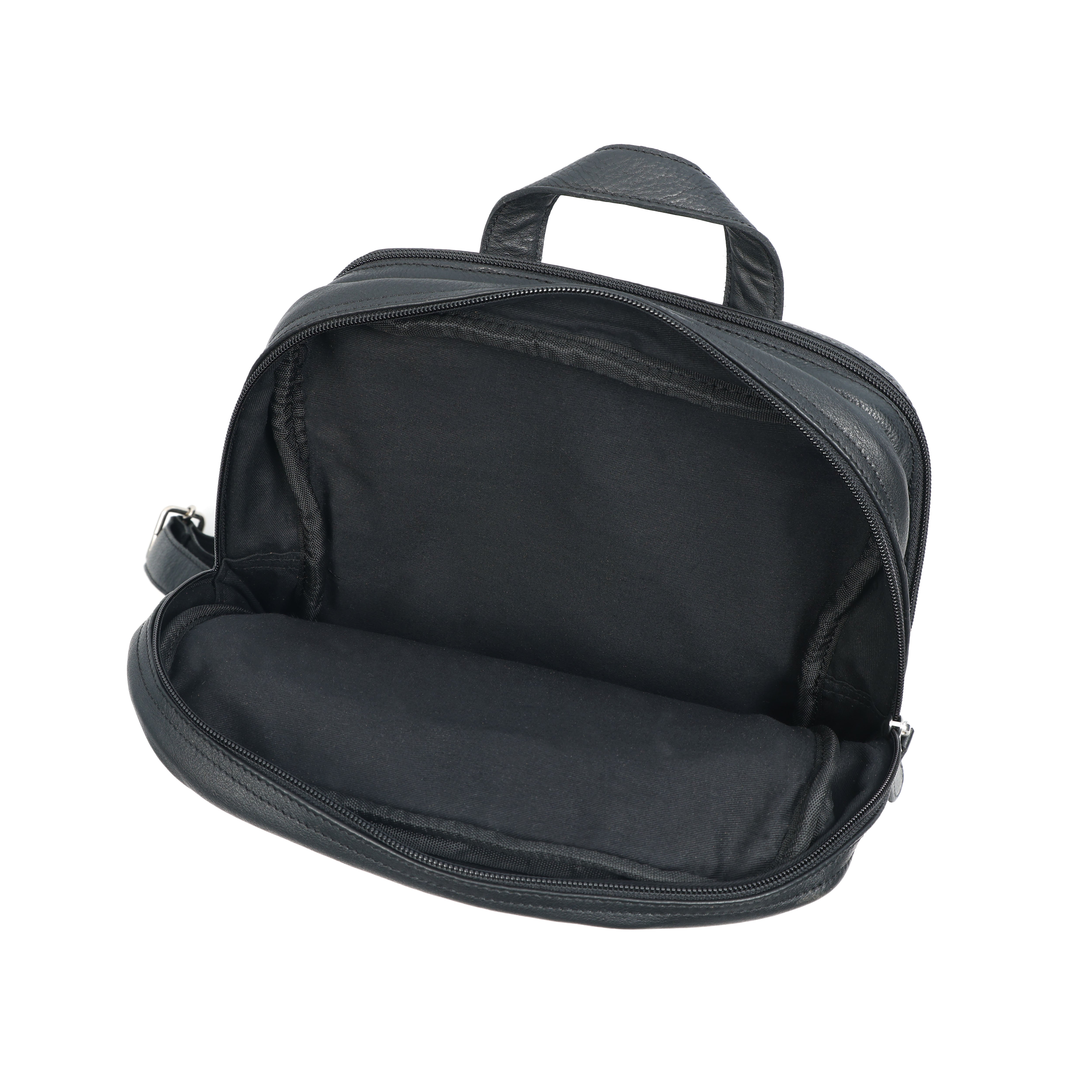 Premium Genuine Leather Multi-Zip Backpack with Padded Straps & Organizer Pockets