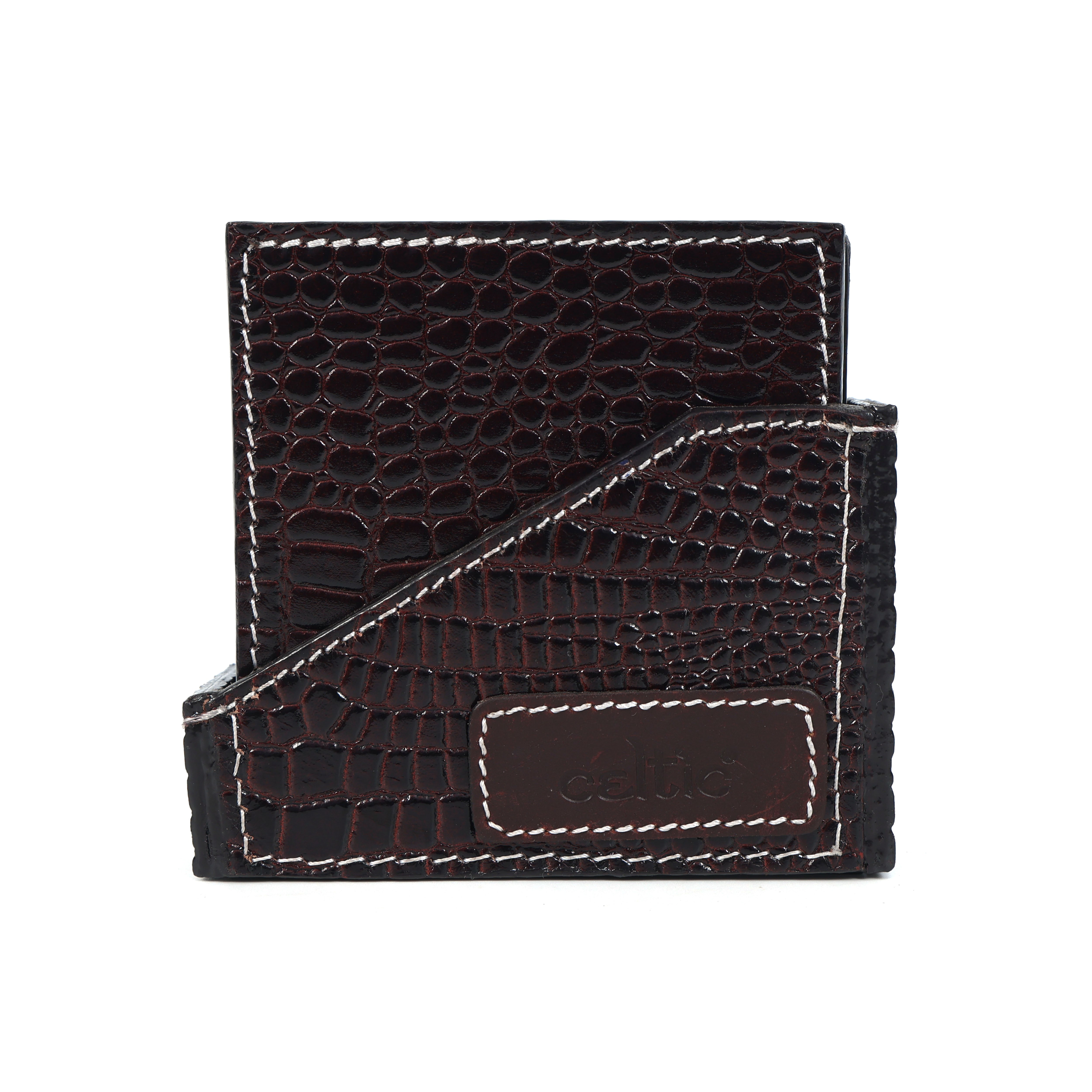 Premium Croc-Textured Leather Coaster Set with Holder