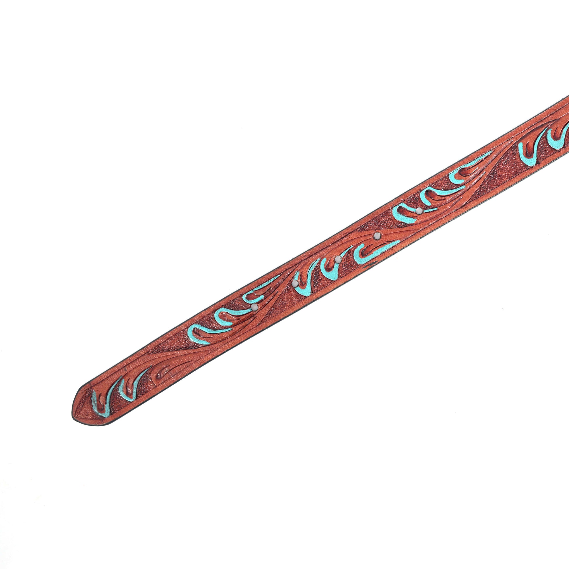 Premium Tan & Blue Leather Belt with Silver Buckle  Stylish & Durable. LB-856