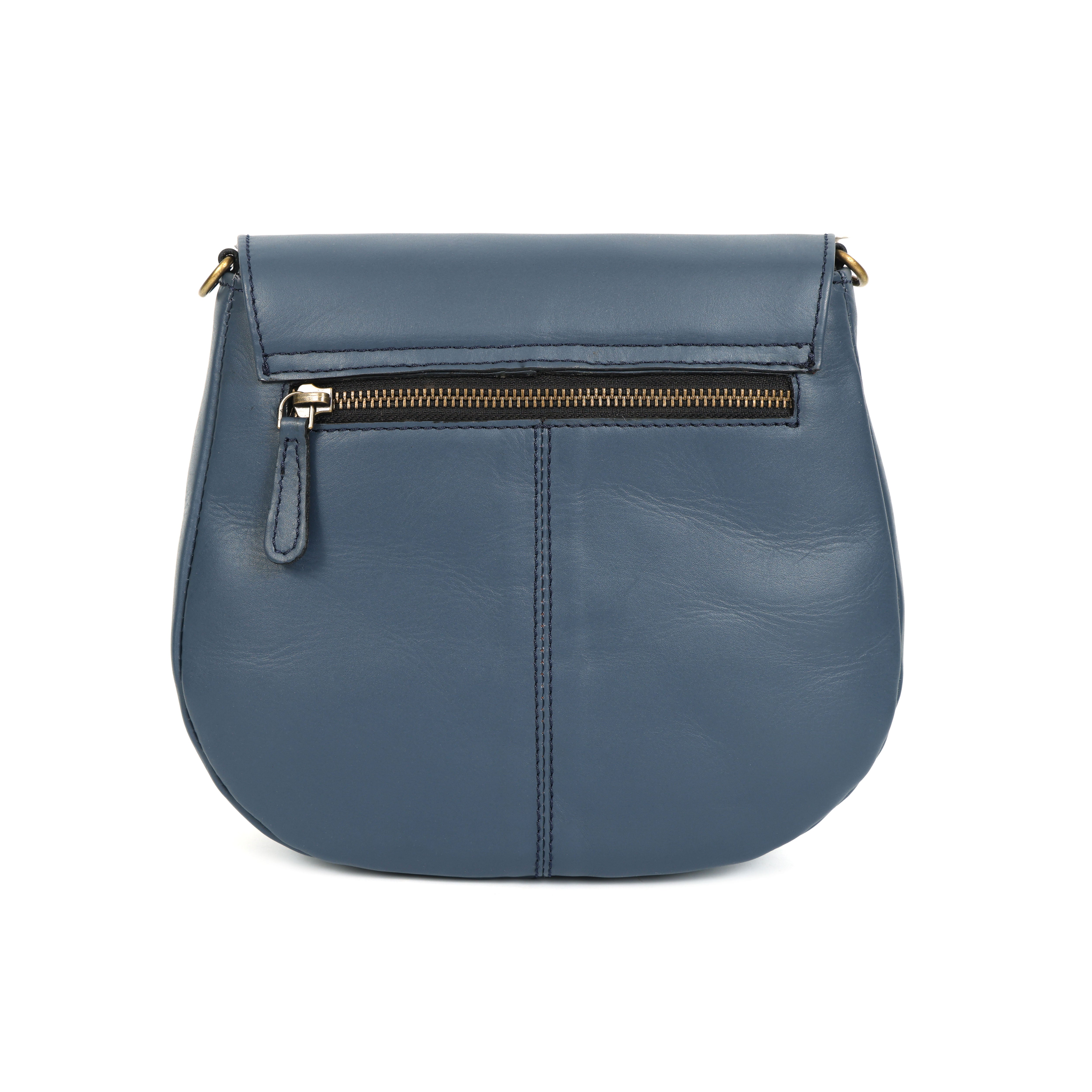 Premium Genuine Leather Flap Crossbody Bag with Adjustable Strap & Zip Pockets