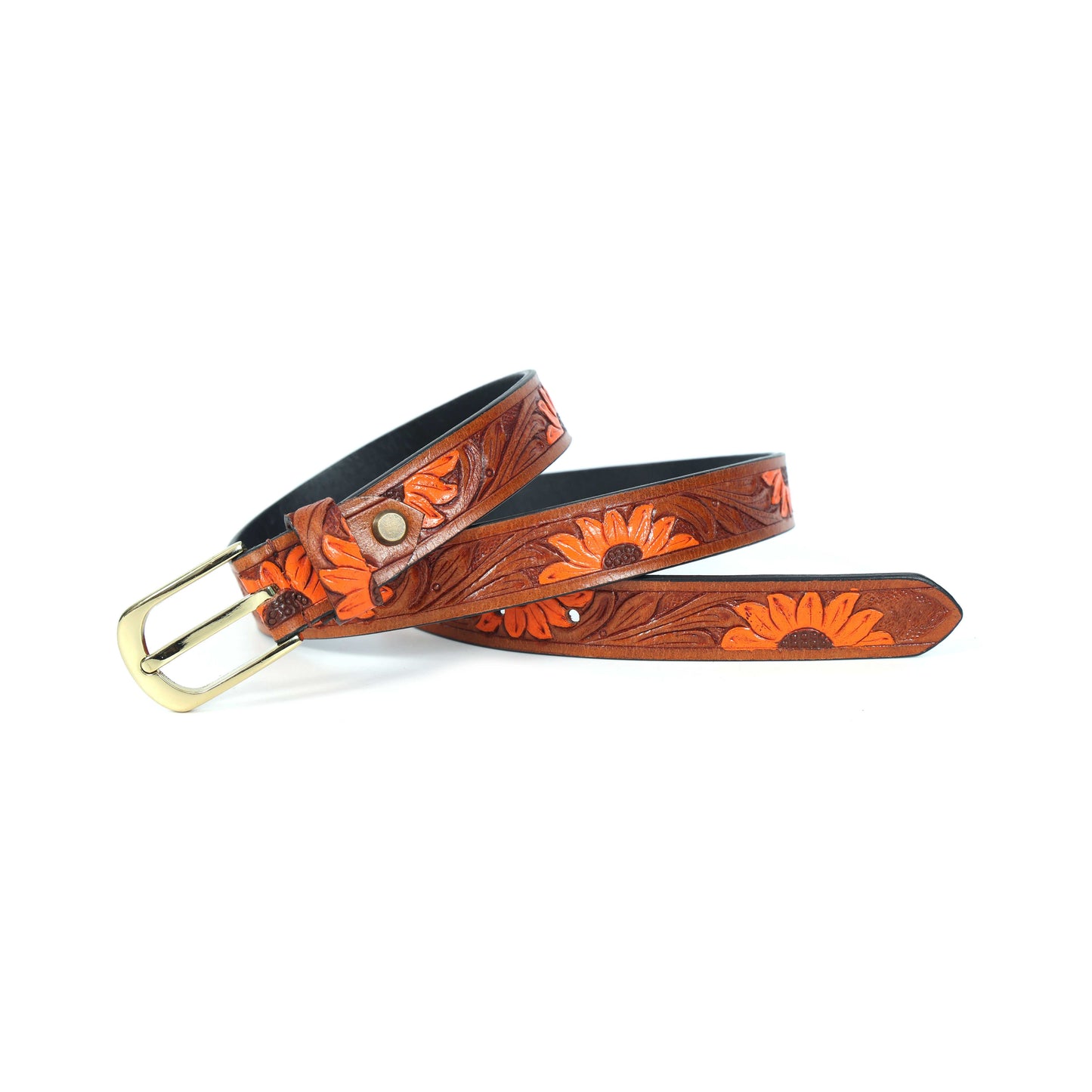 Handcrafted Tan Leather Carving Belt Stylish, Durable, and Unique Design. LB-840