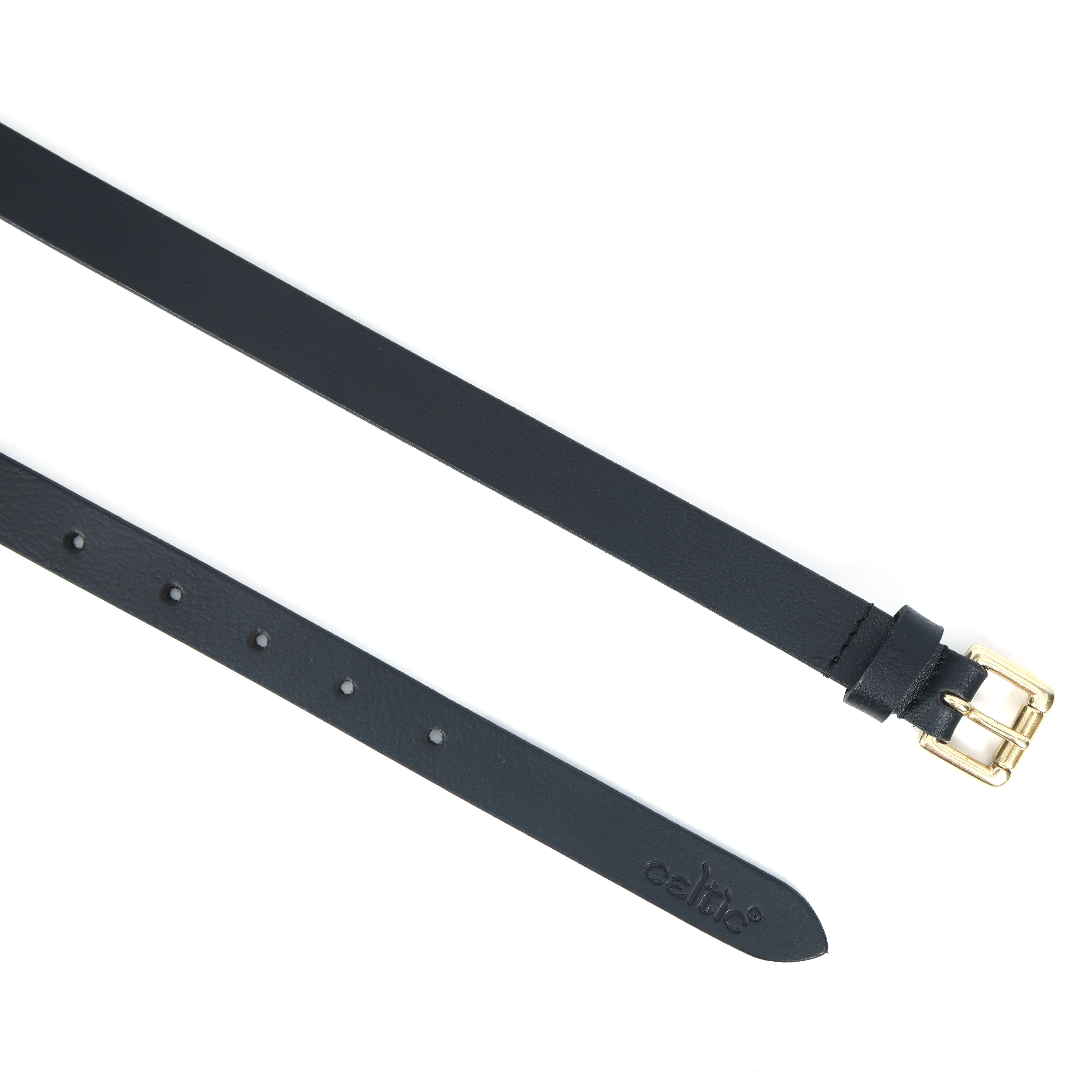 Women Genuine Leather Black Waist Accessory Brass Buckle Casual Formal