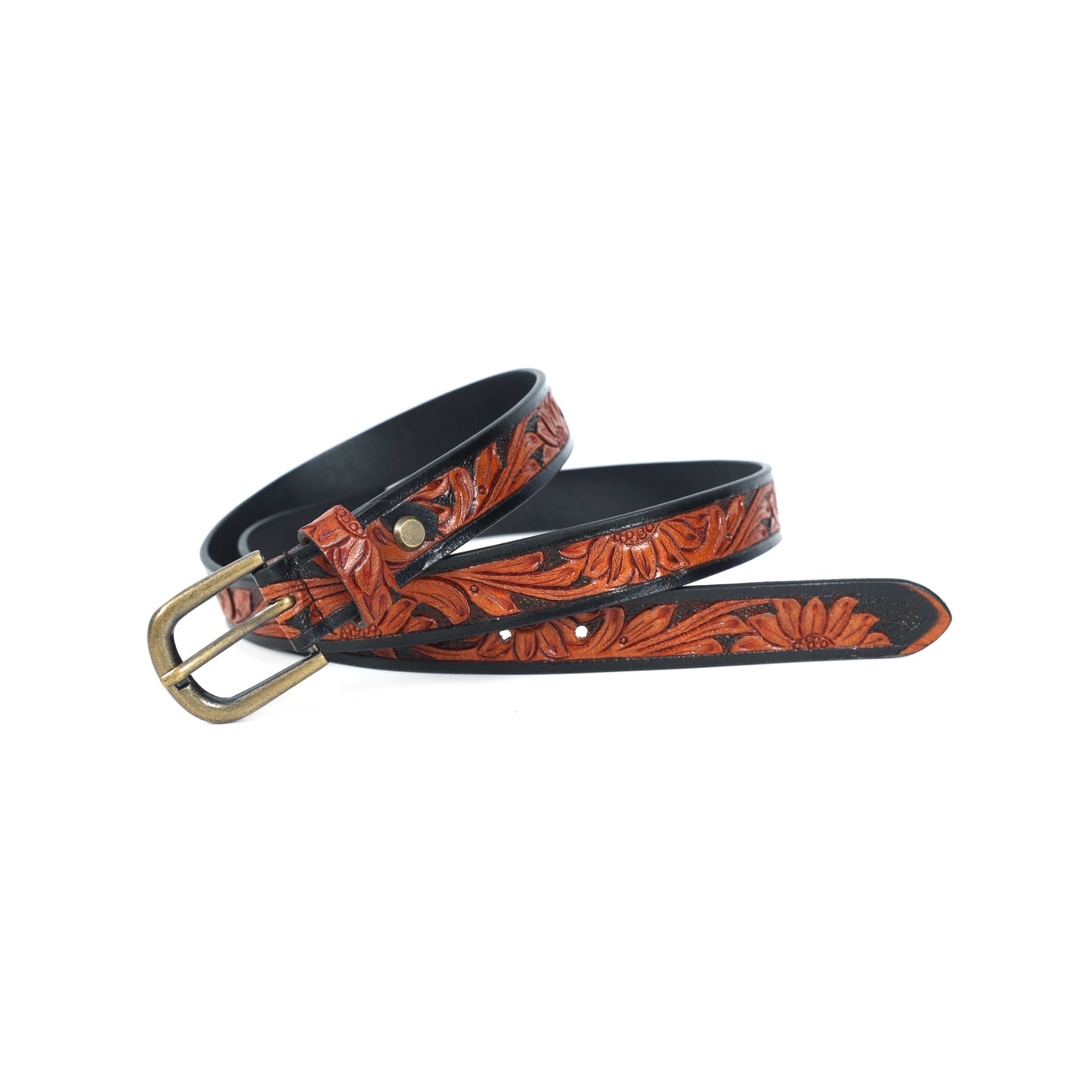 Premium Brown & Black Belt with Gold Buckle  Stylish & Durable. LB-852