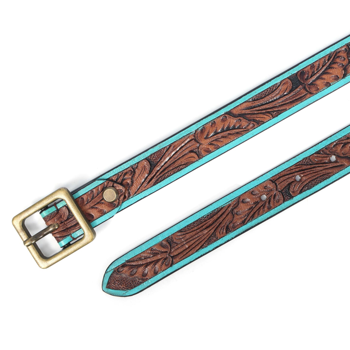 Hand-Carved Leather Belt  Stylish and Unique Handmade Design for Men and Women. LB-839