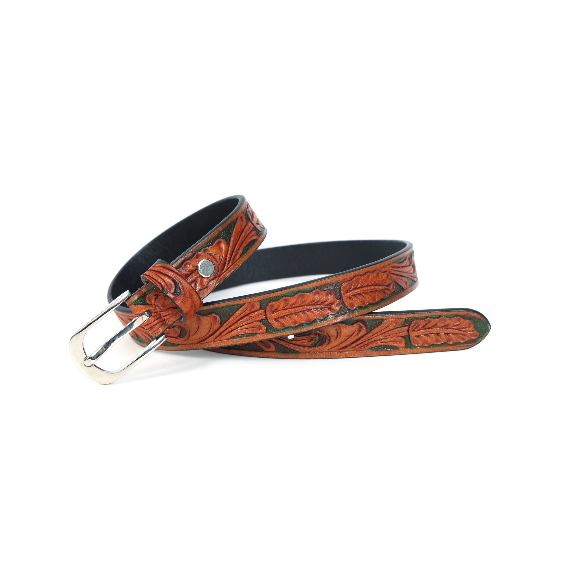 Premium Brown & Black Leather Belt with Silver Buckle  Elegant Formal Wear Accessory. LB-857