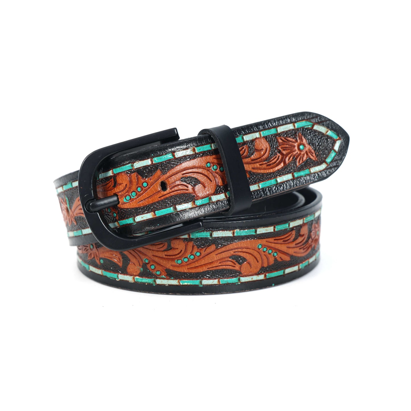 Brown Leather Hand-Carved Stylish Belt for Party Wear  Premium Quality & Unique Design. LB-843