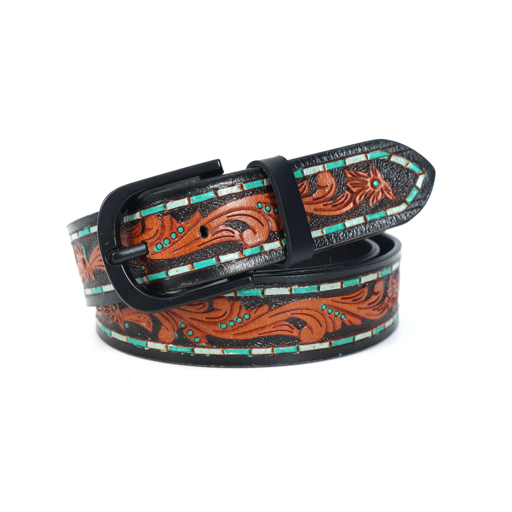 Brown Leather Hand-Carved Stylish Belt for Party Wear  Premium Quality & Unique Design. LB-843