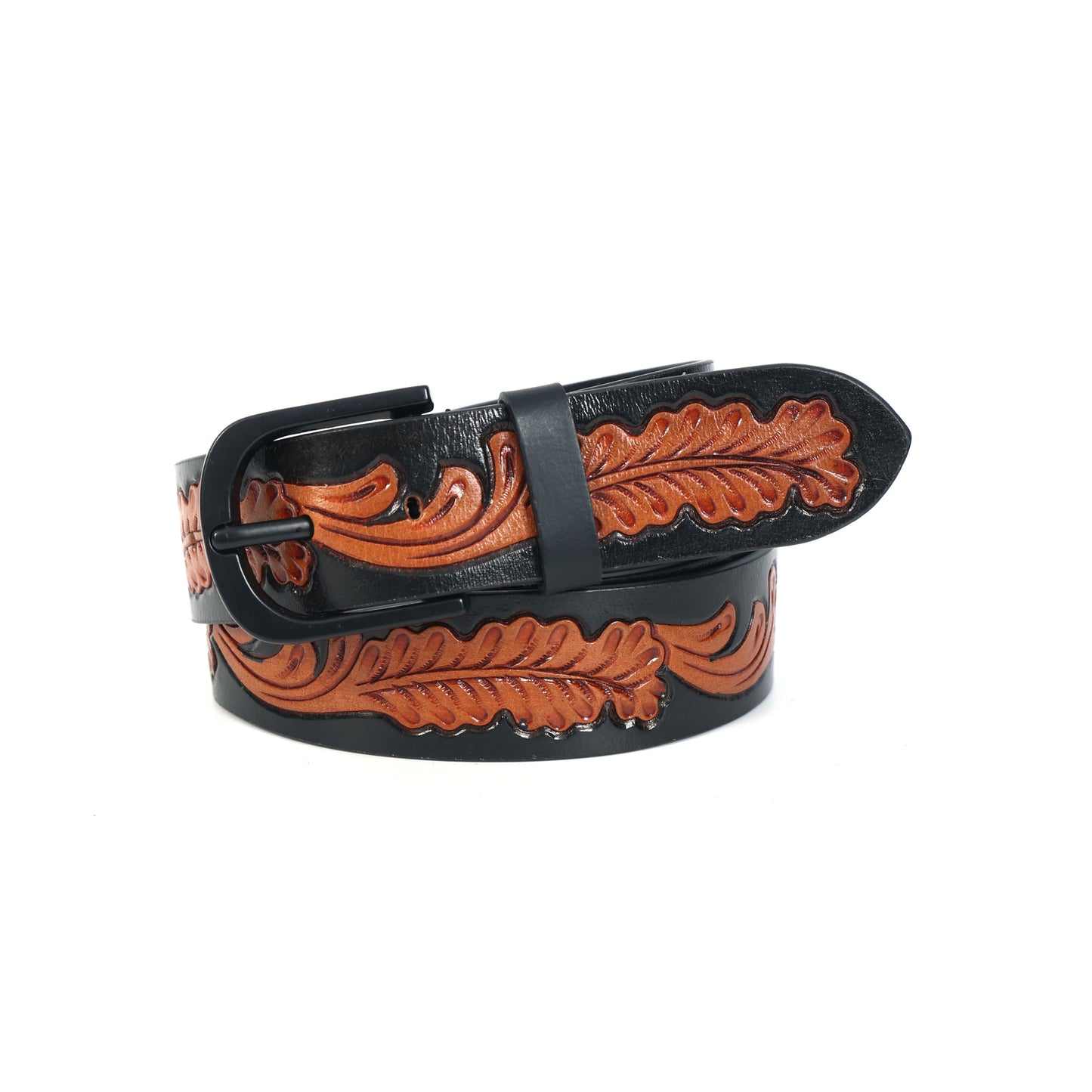 Premium Black & Brown Leather Belt with Sleek Black Buckle  Stylish & Durable. LB-855