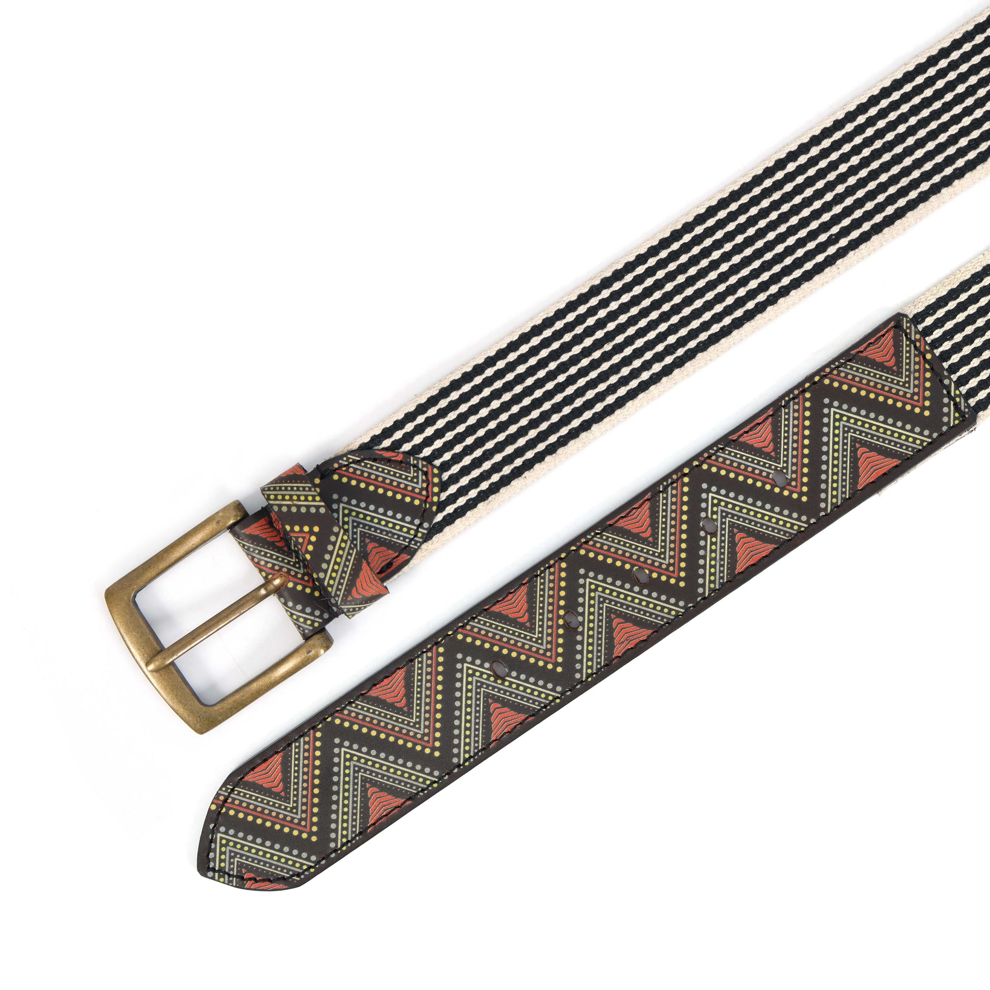 Premium  Leather Belt with Webbing  38mm. LB-832