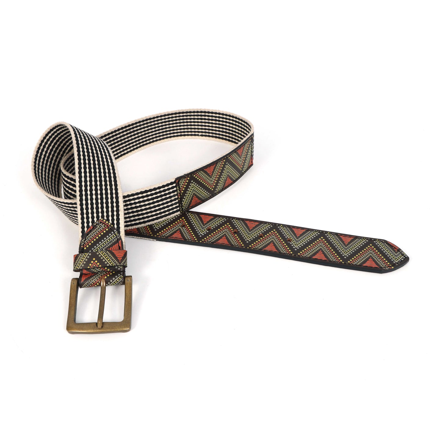 Premium  Leather Belt with Webbing  38mm. LB-832