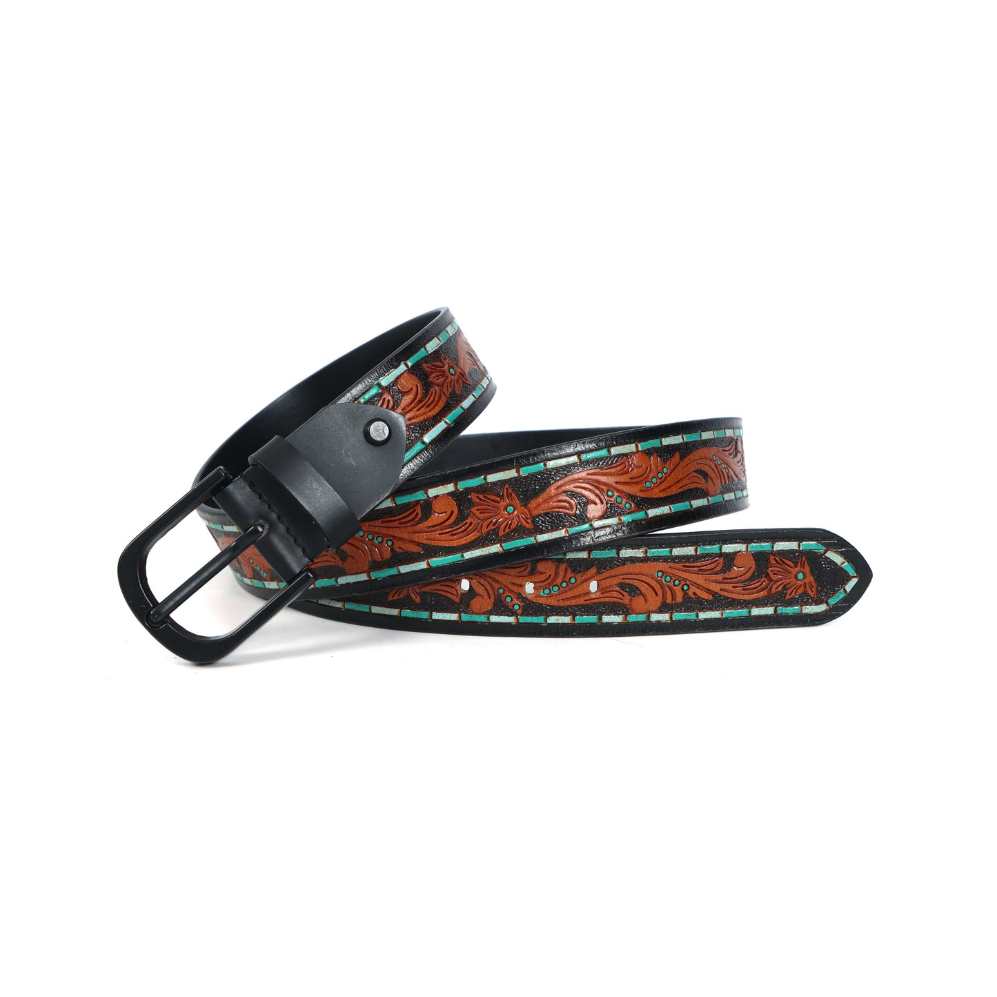 Brown Leather Hand-Carved Stylish Belt for Party Wear  Premium Quality & Unique Design. LB-843