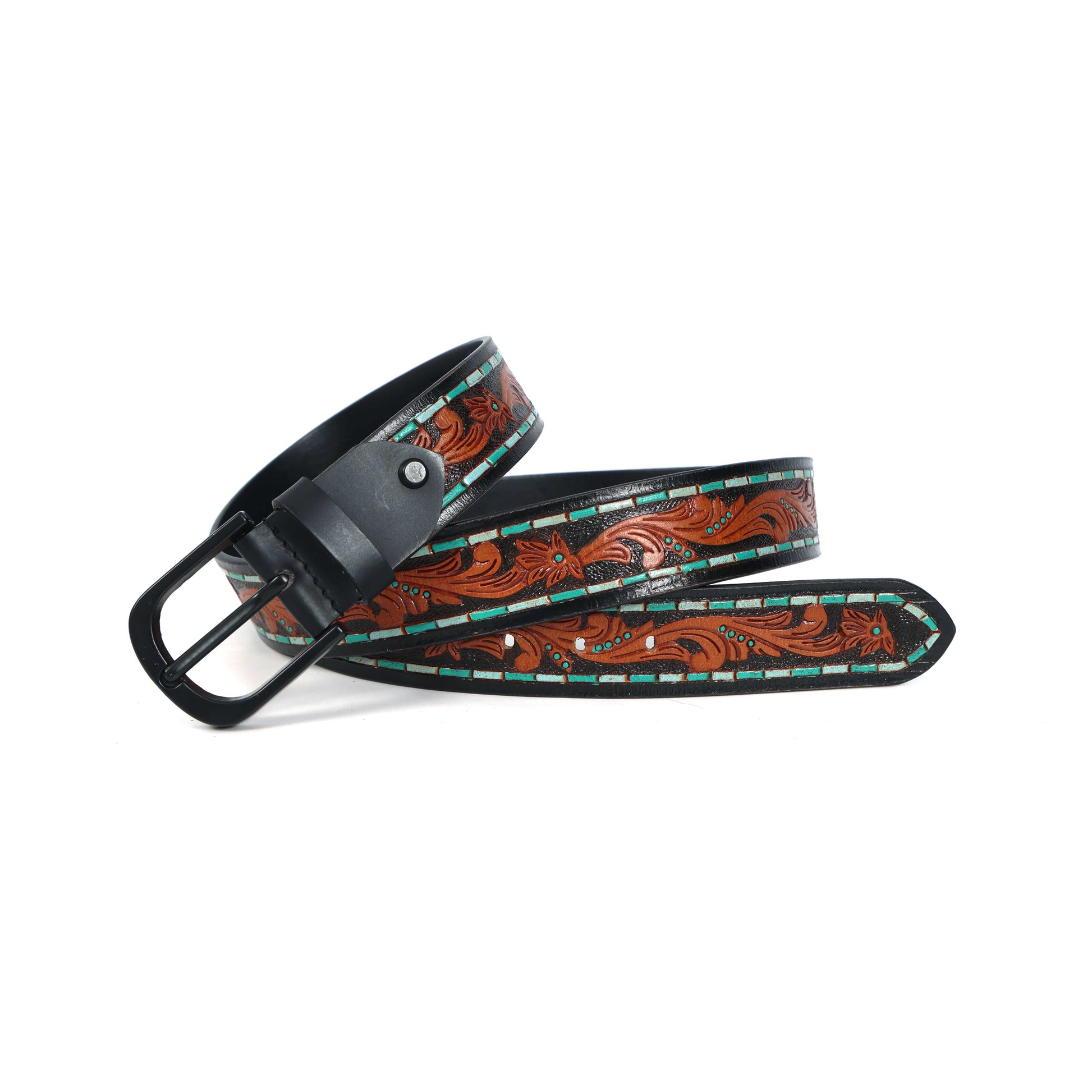 Brown Leather Hand-Carved Stylish Belt for Party Wear  Premium Quality & Unique Design. LB-843