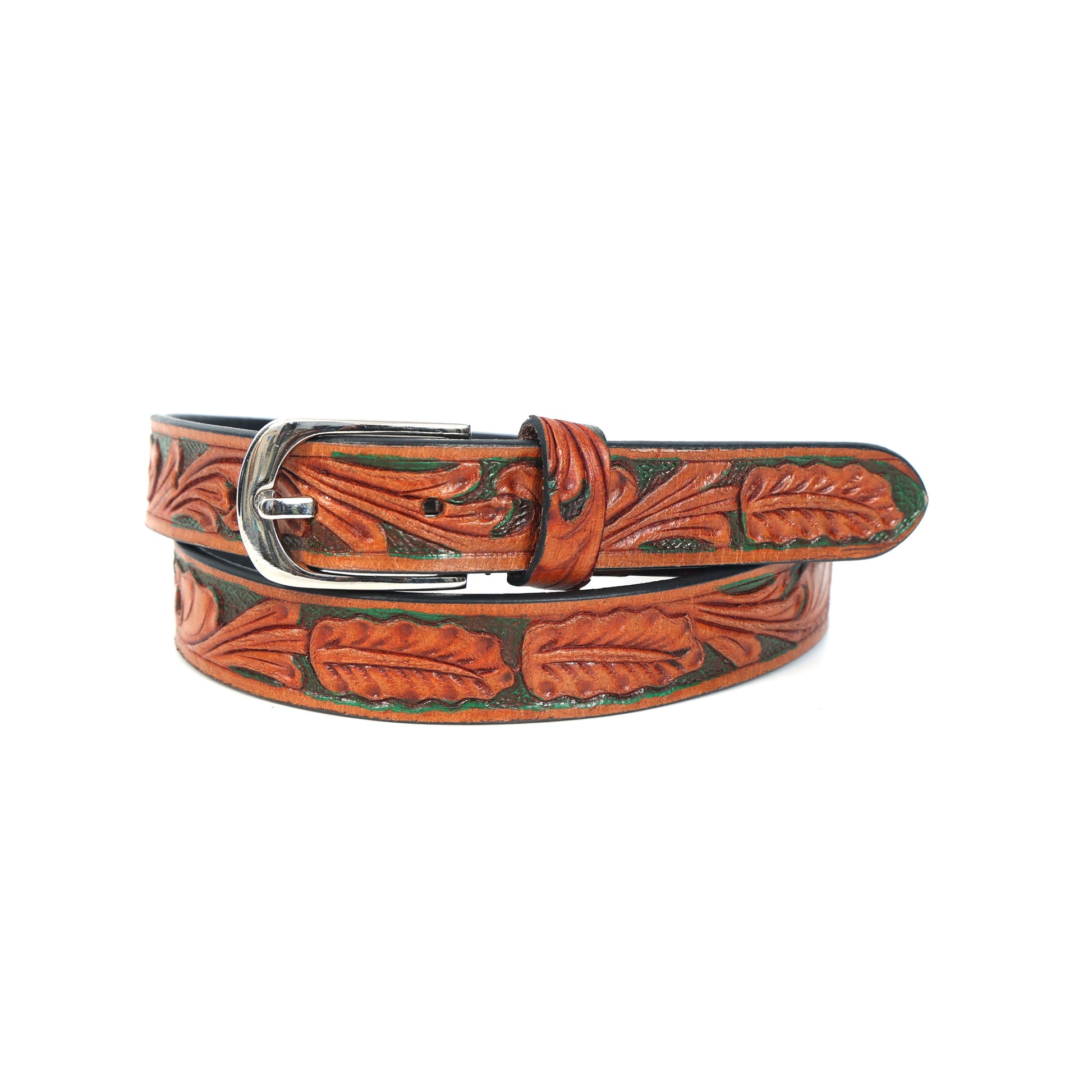 Premium Brown & Black Leather Belt with Silver Buckle  Elegant Formal Wear Accessory. LB-857
