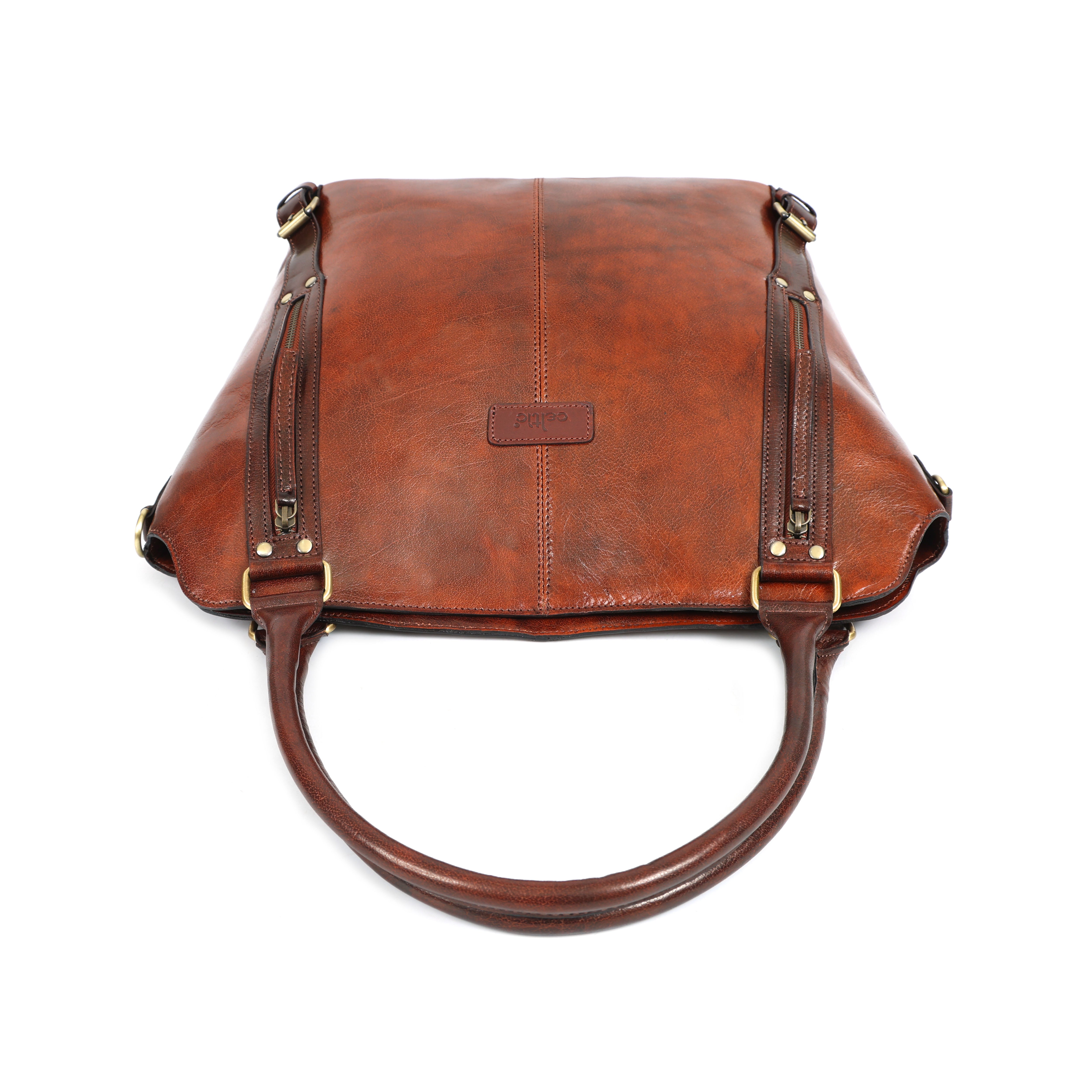 Premium Genuine Leather vintage Brown Tote & Wristlet Combo- Premium set For women
