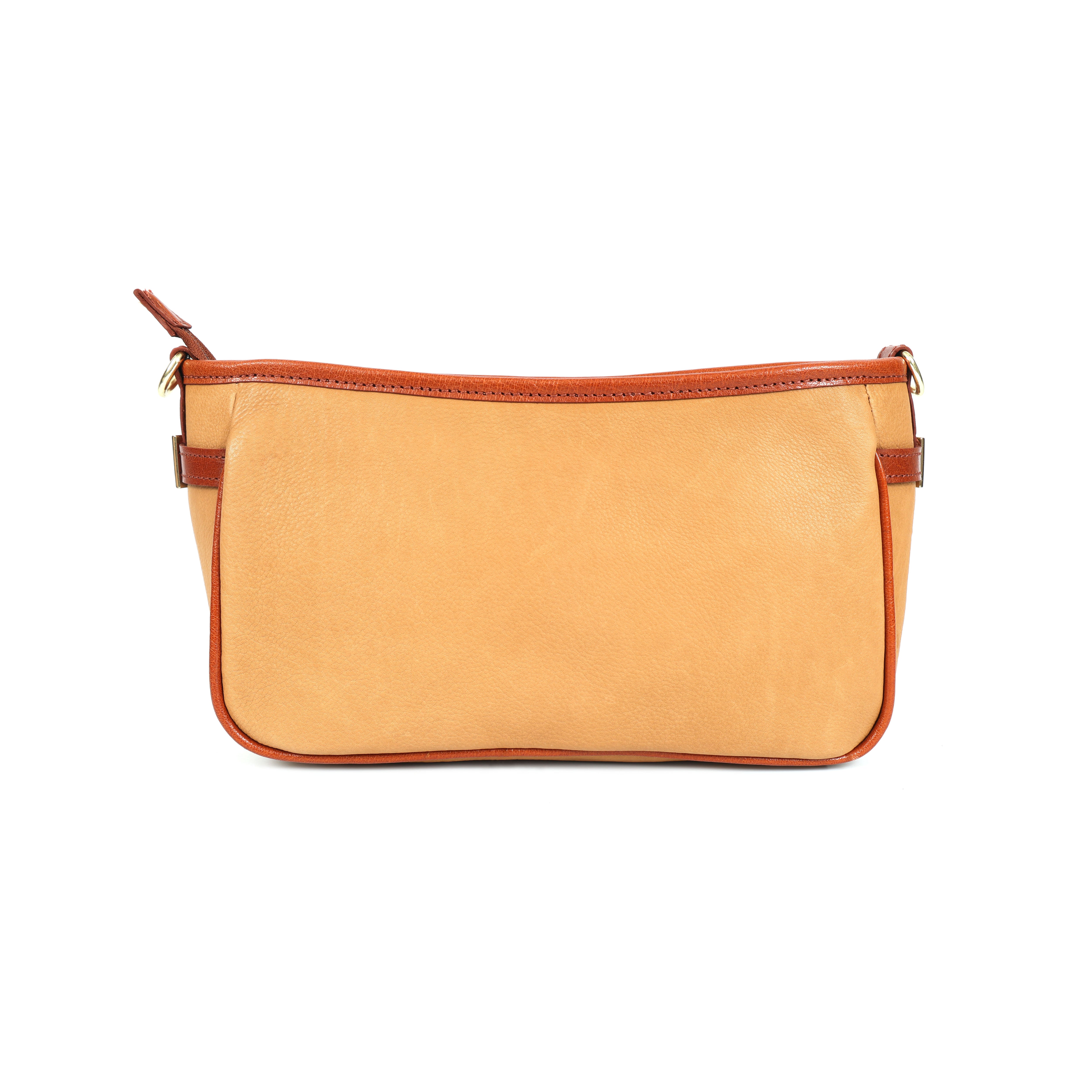 Premium Genuine Leather Tan Sling Bag with Adjustable Strap & Zip Pocket