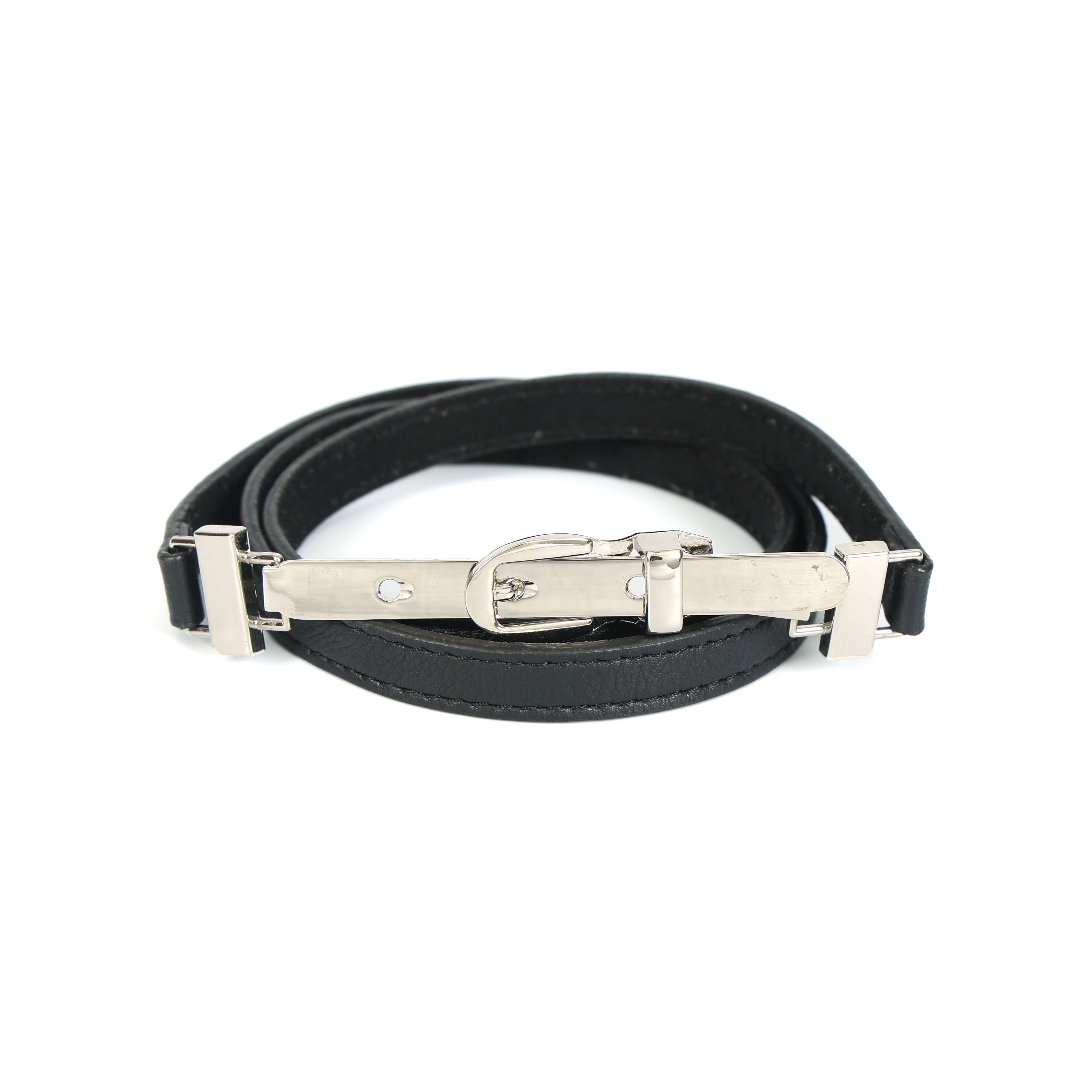 Celtic Black Genuine Leather Belt for Women | Sleek Slim Belt with Polished Metal Buckle