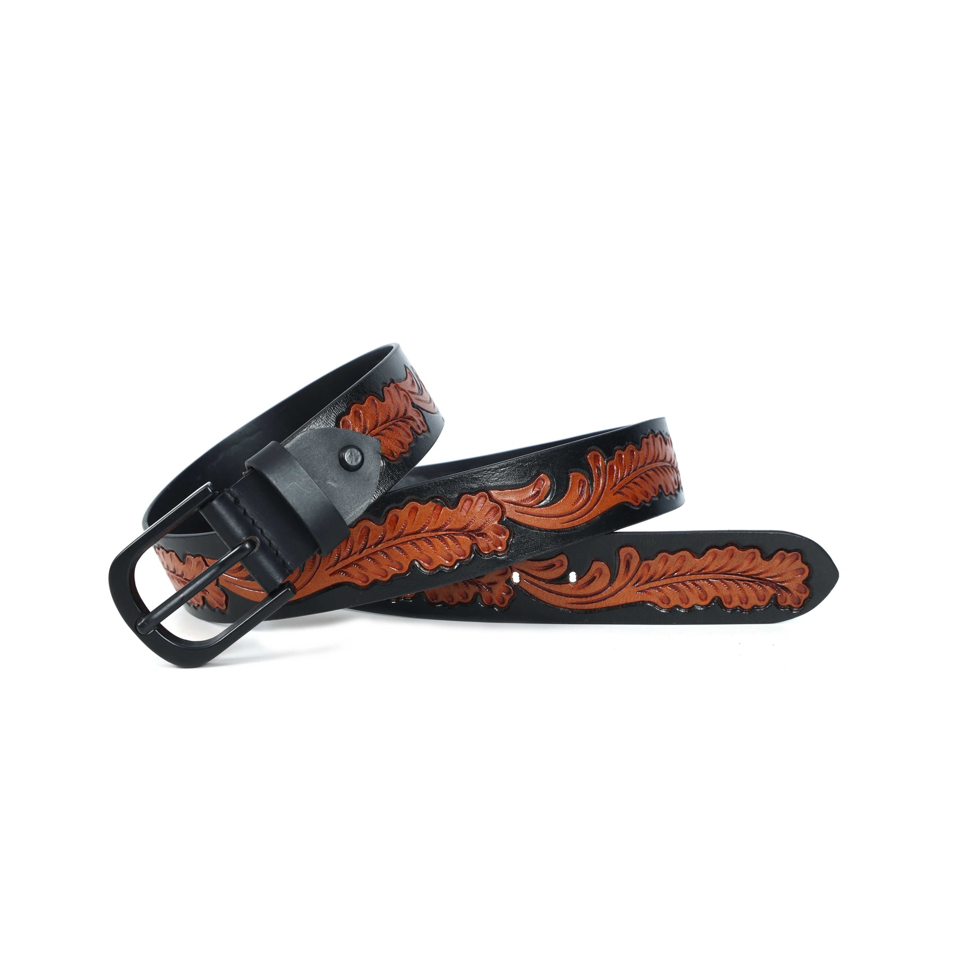 Premium Black & Brown Leather Belt with Sleek Black Buckle  Stylish & Durable. LB-855