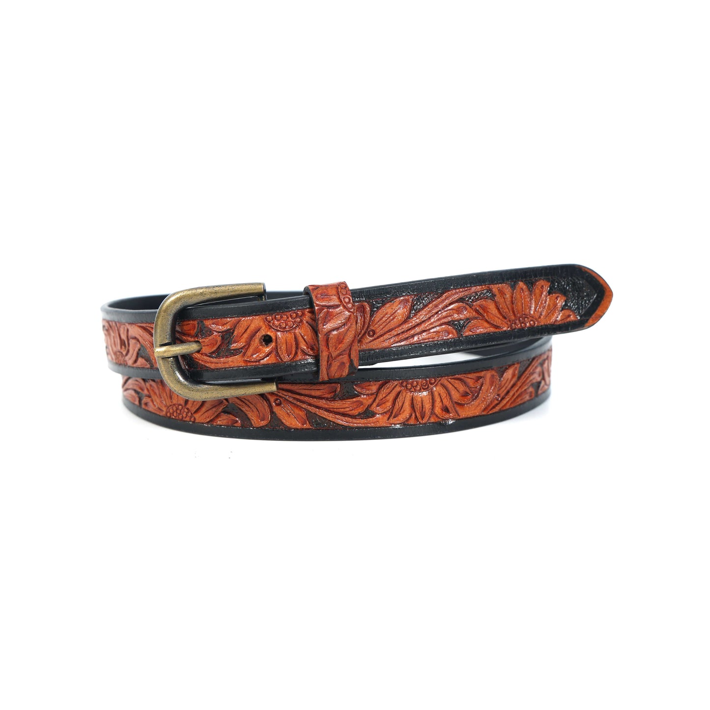 Premium Brown & Black Belt with Gold Buckle  Stylish & Durable. LB-852