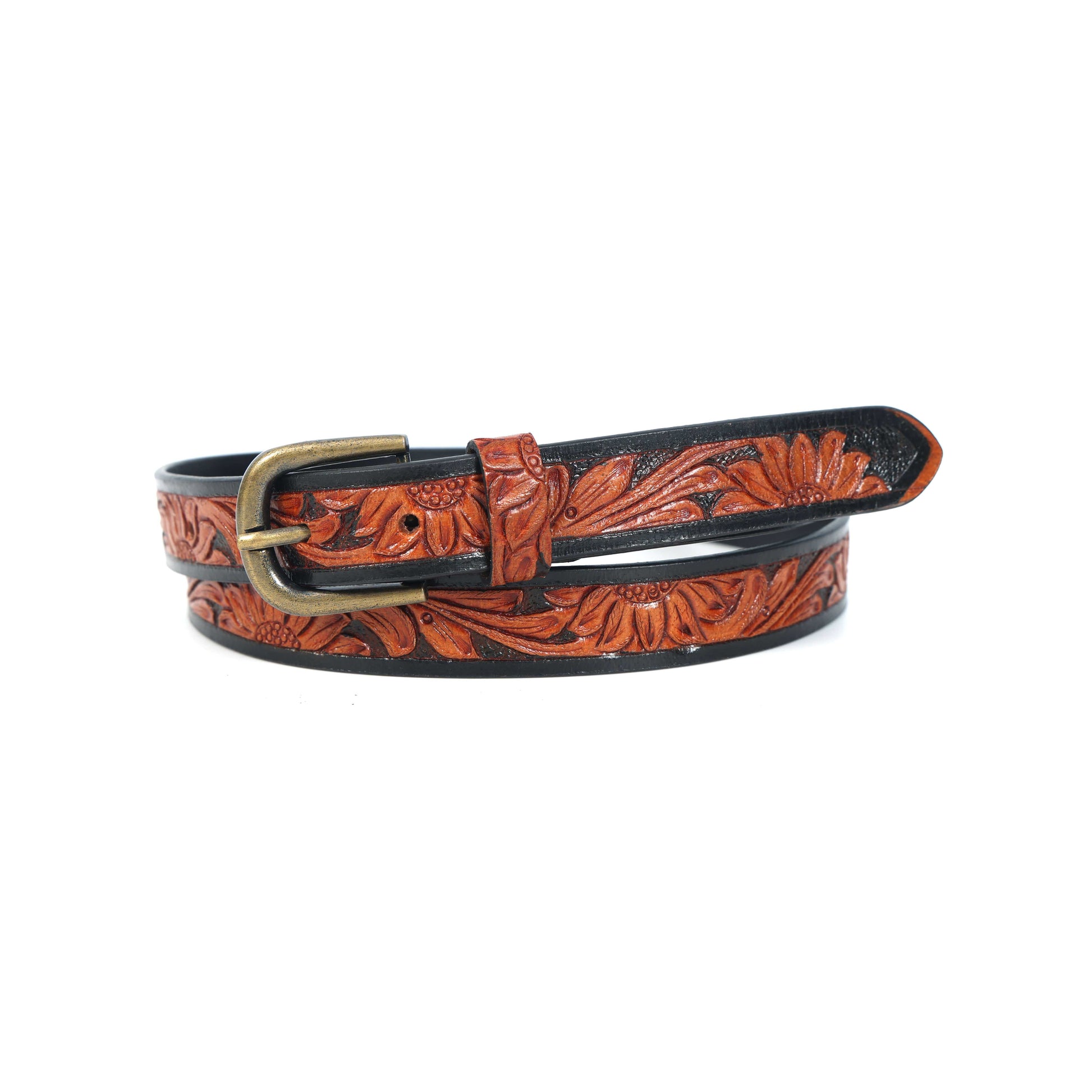 Premium Brown & Black Belt with Gold Buckle  Stylish & Durable. LB-852