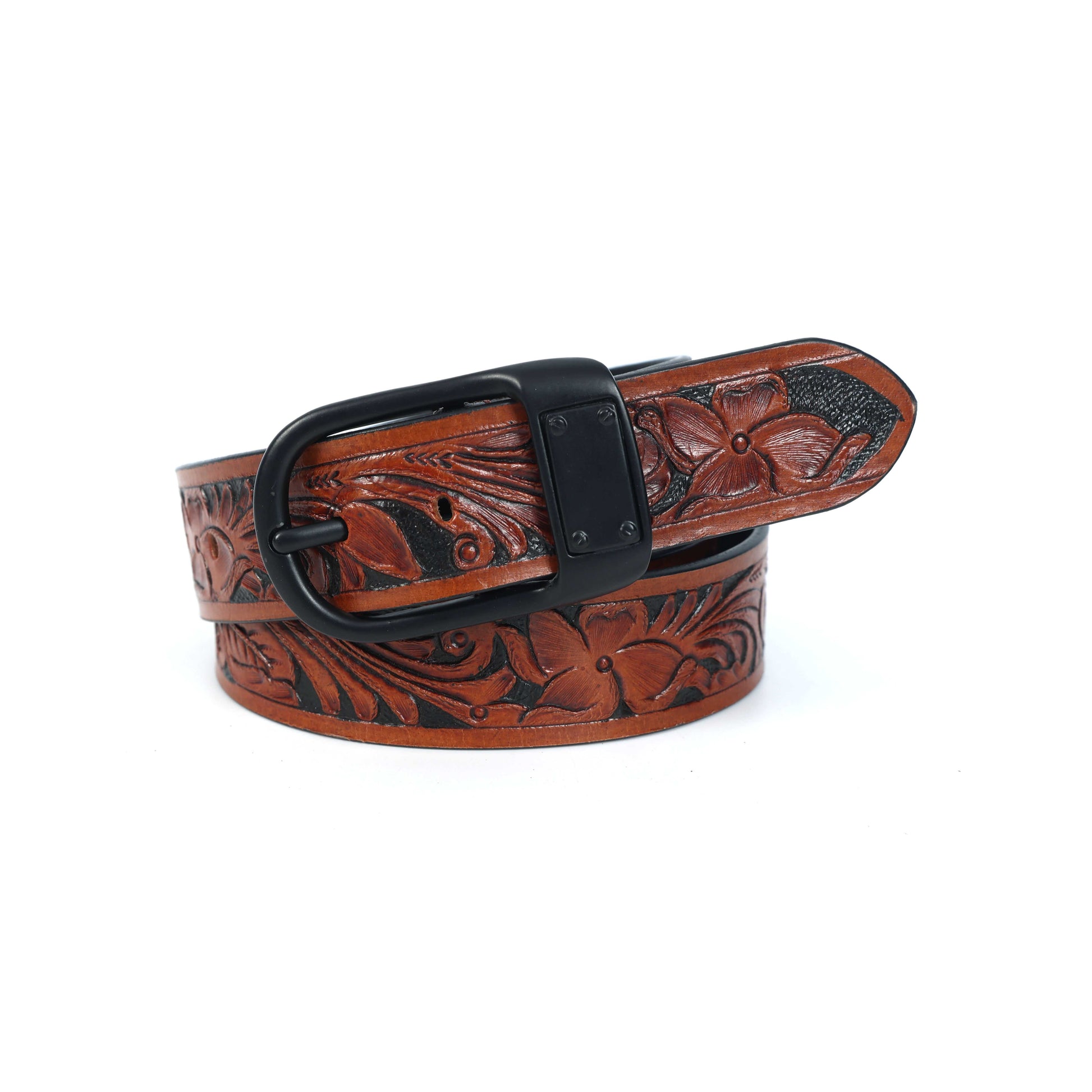 Premium Brown Leather Belt with Black Buckle  Stylish & Durable. LB-850