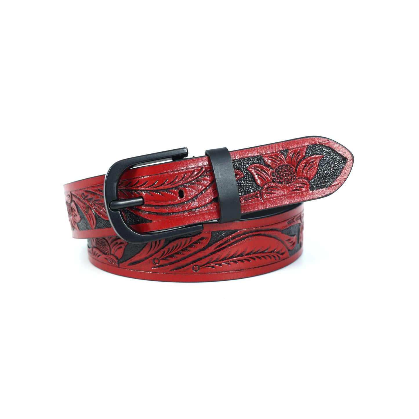 Handcrafted Brown Leather Stylish Belt  Premium Quality, Custom Hand Carved Design. LB-844