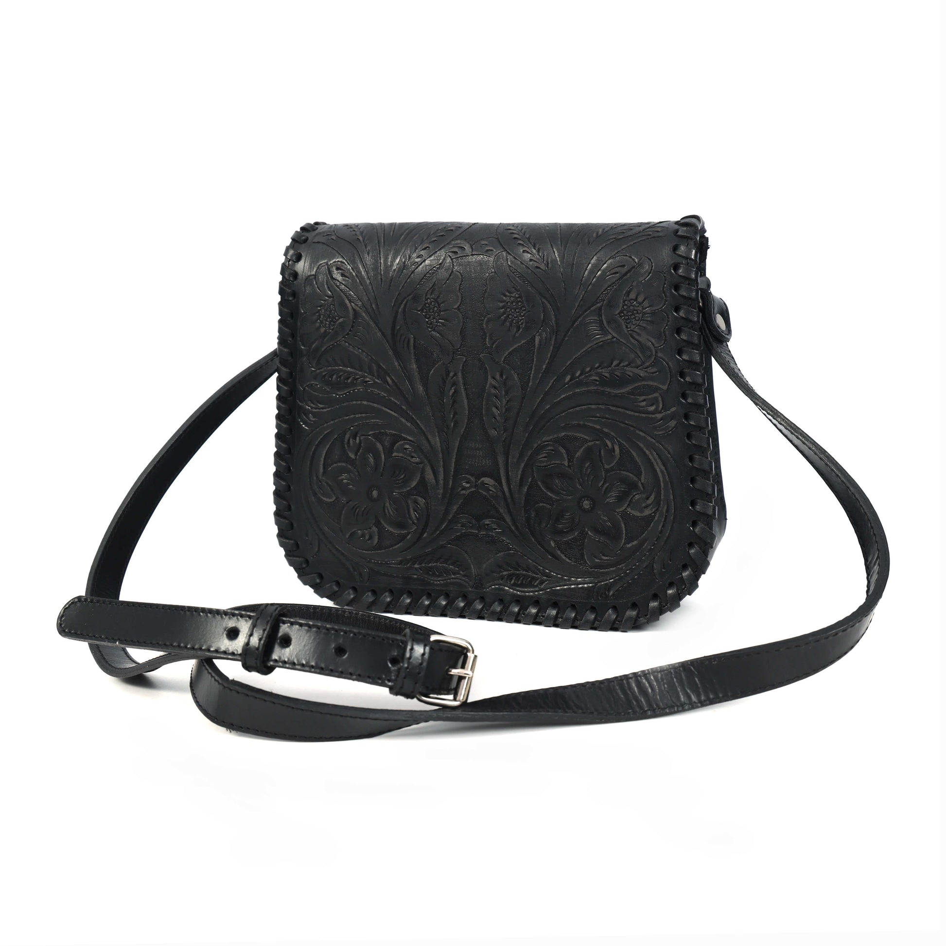 Hand-Carved Leather Sling Bag  Artisan Craftsmanship & Timeless Style. BG-1615