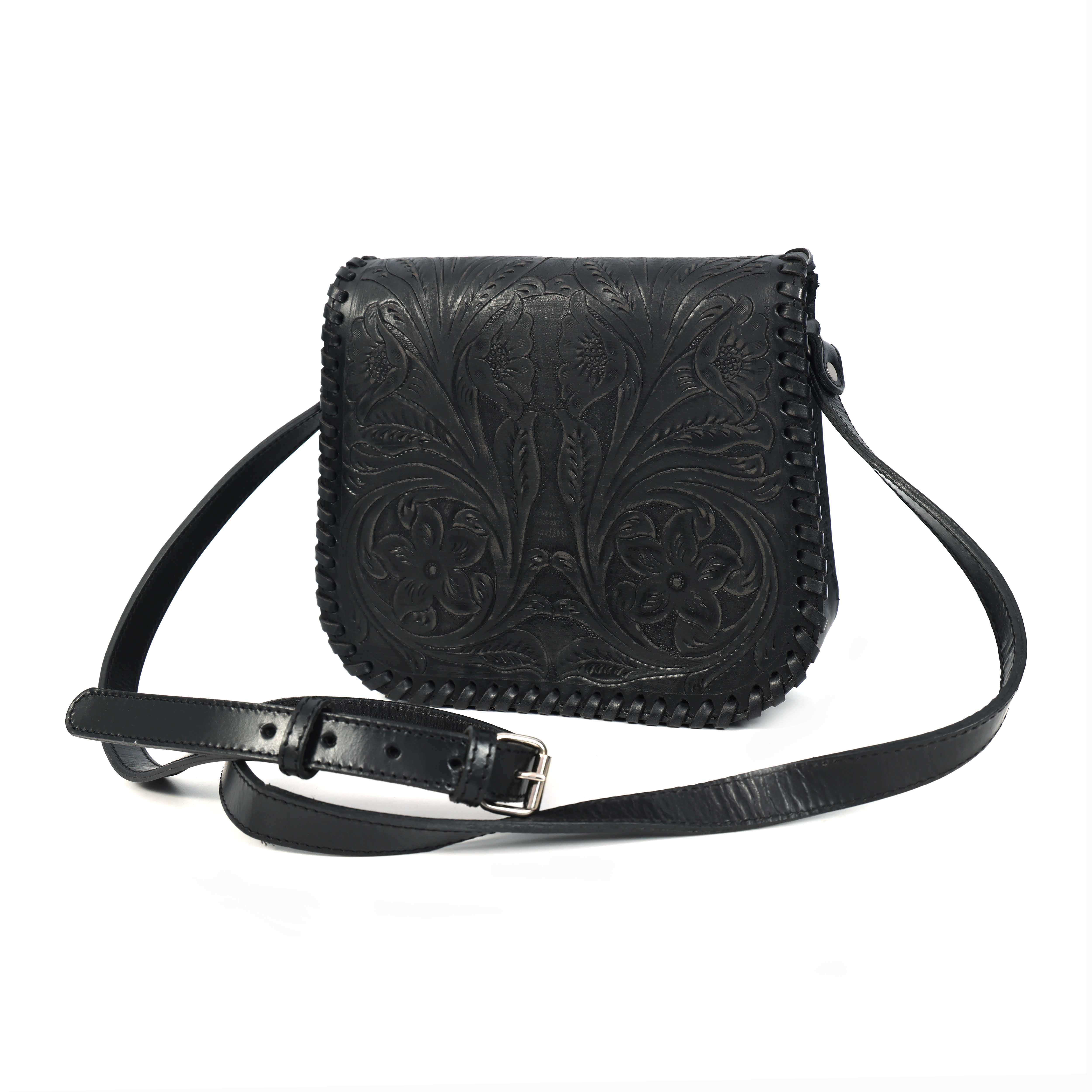 Hand-Carved Leather Sling Bag Artisan Craftsmanship & Timeless Style. BG-1615