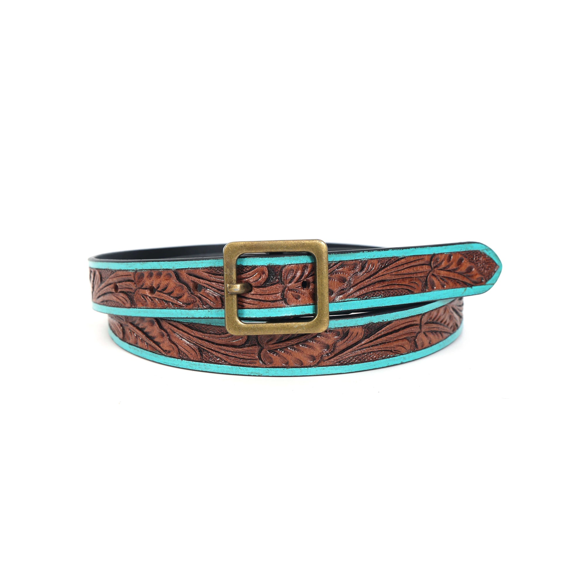 Hand-Carved Leather Belt  Stylish and Unique Handmade Design for Men and Women. LB-839