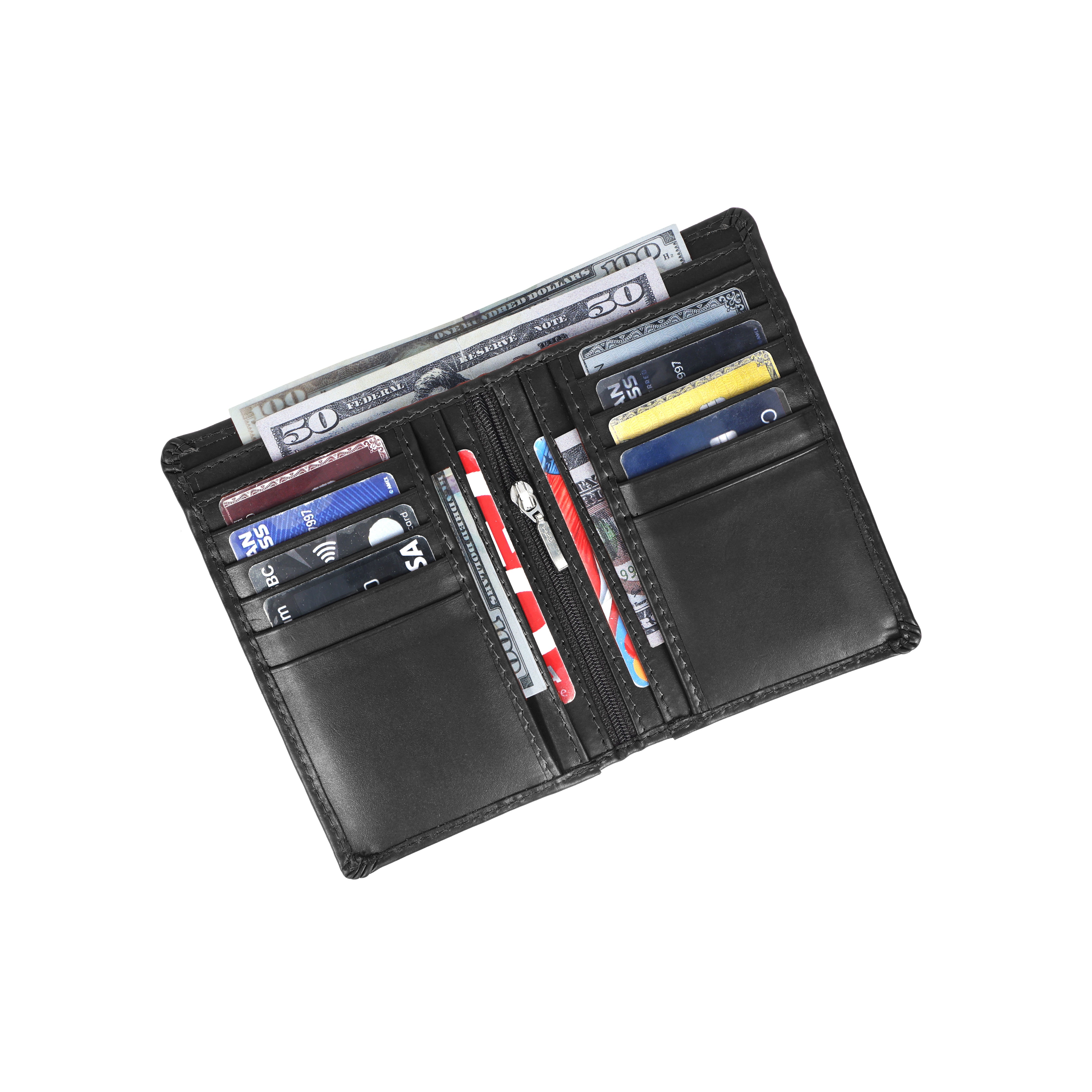 Premium Leather Card Holder with Zipper Pocket