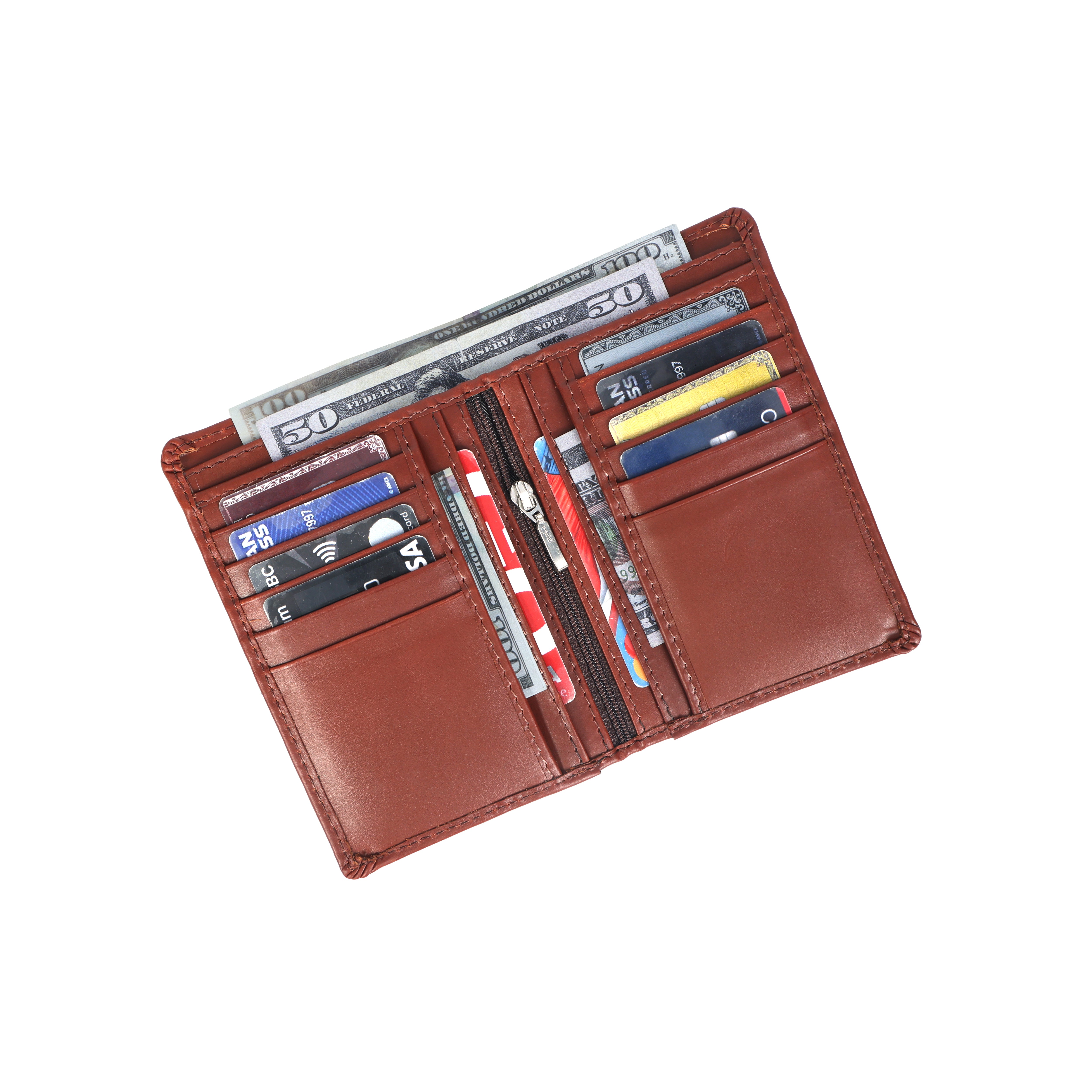 Premium Leather Card Holder with Zipper Pocket