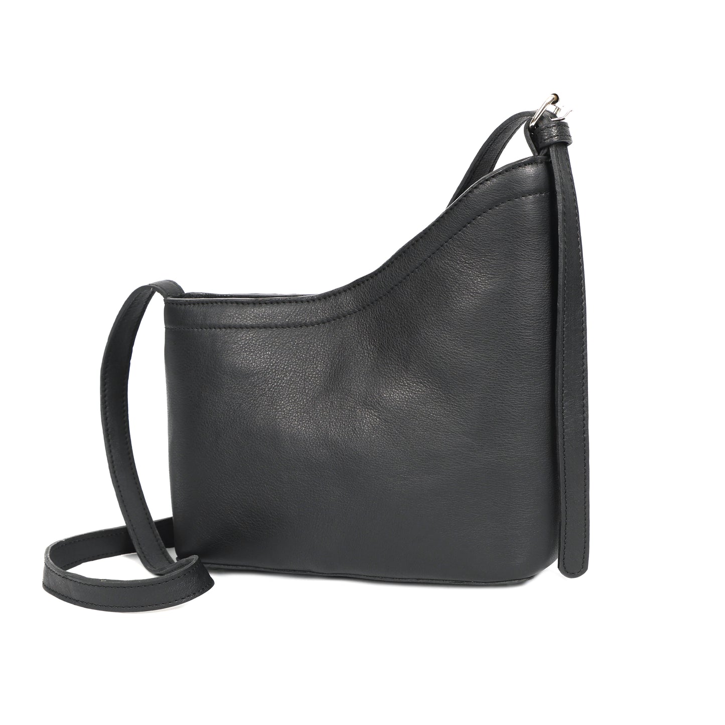 Genuine Leather Black Shoulder Bag | Minimalist Everyday Crossbody