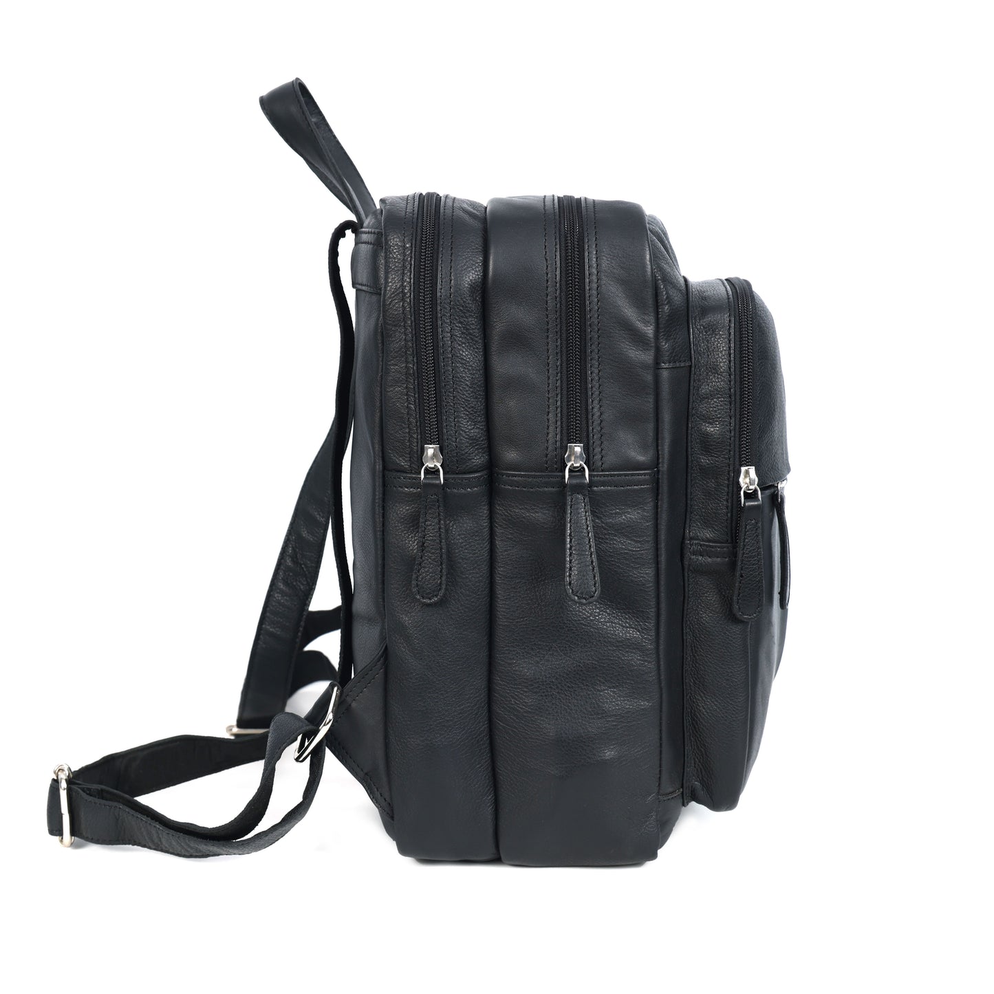 Unisex Black Genuine Leather Backpack Sleek, Durable & Timeless.BG-1630