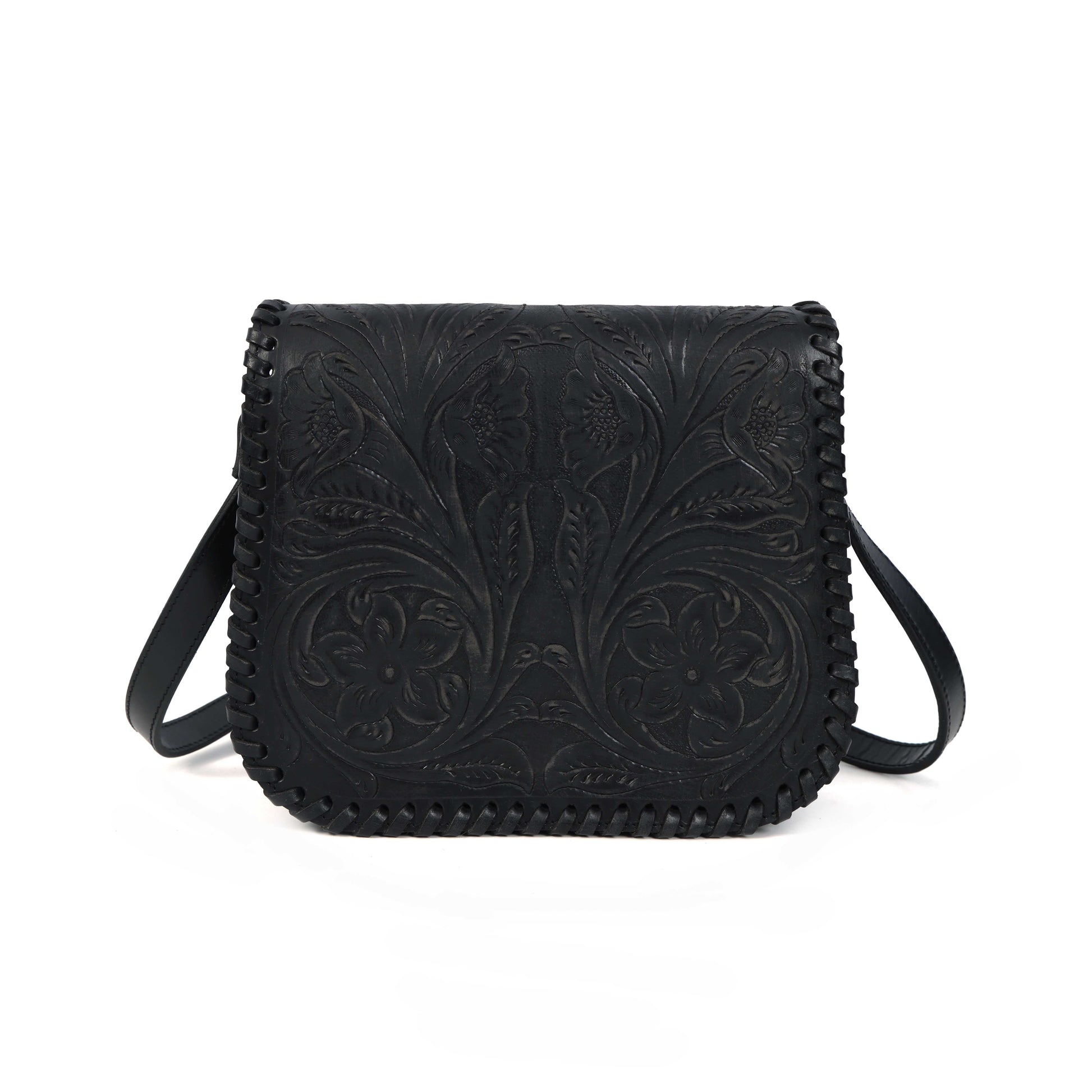 Hand-Carved Leather Sling Bag  Artisan Craftsmanship & Timeless Style. BG-1615
