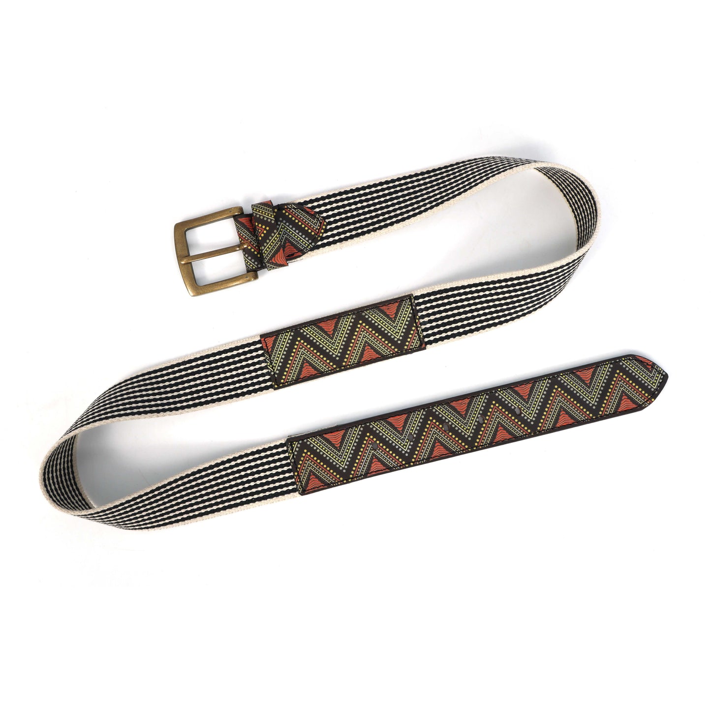 Premium  Leather Belt with Webbing  38mm. LB-832
