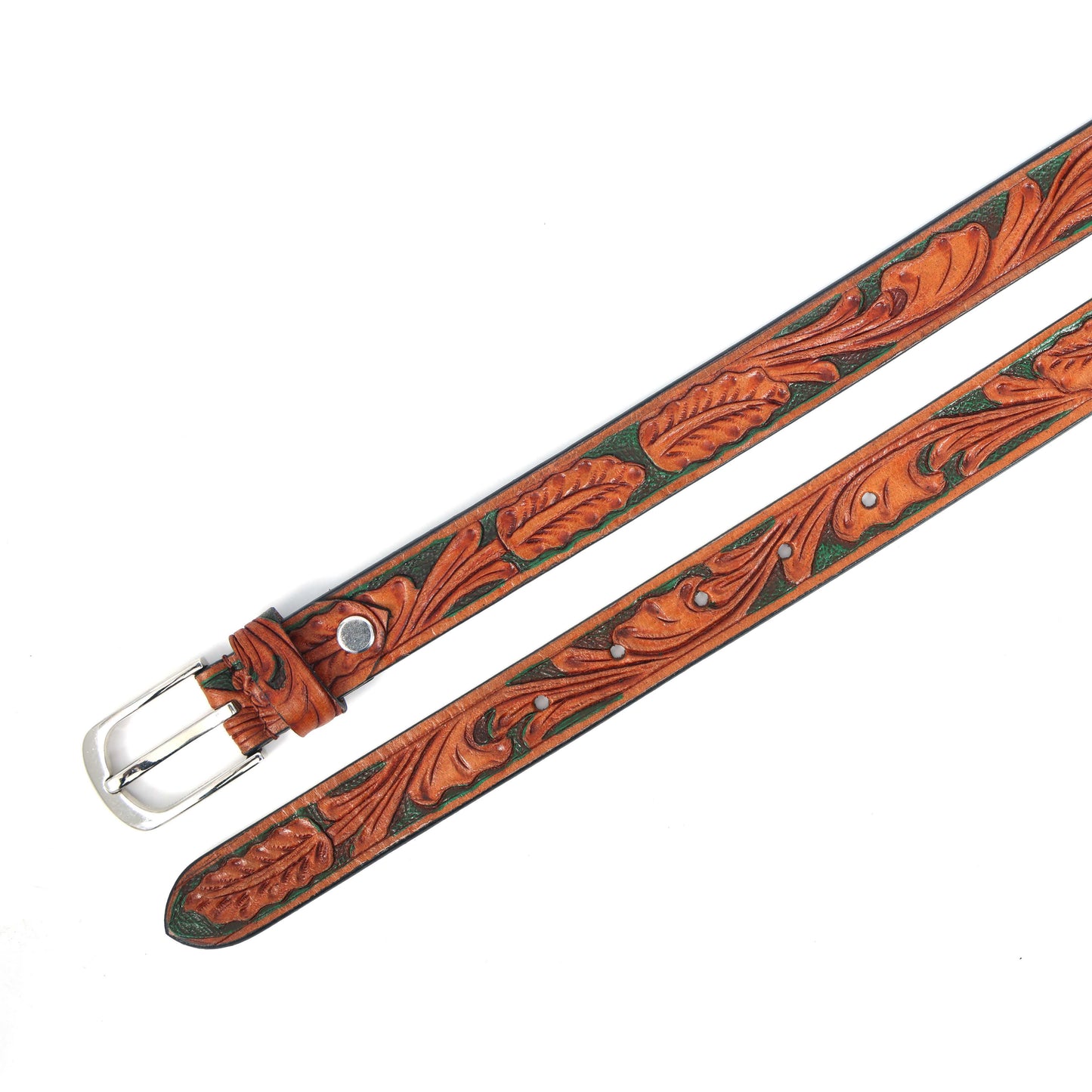 Premium Brown & Black Leather Belt with Silver Buckle  Elegant Formal Wear Accessory. LB-857