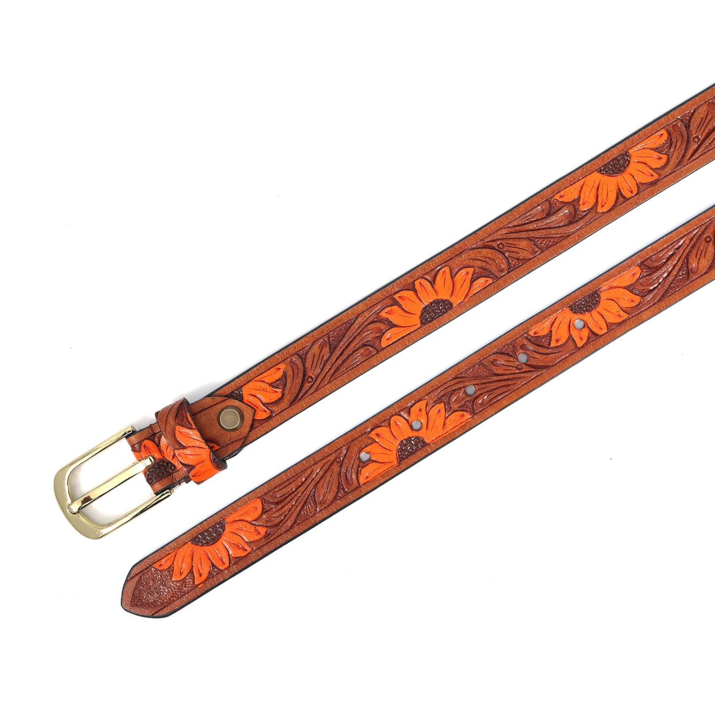 Handcrafted Tan Leather Carving Belt Stylish, Durable, and Unique Design. LB-840